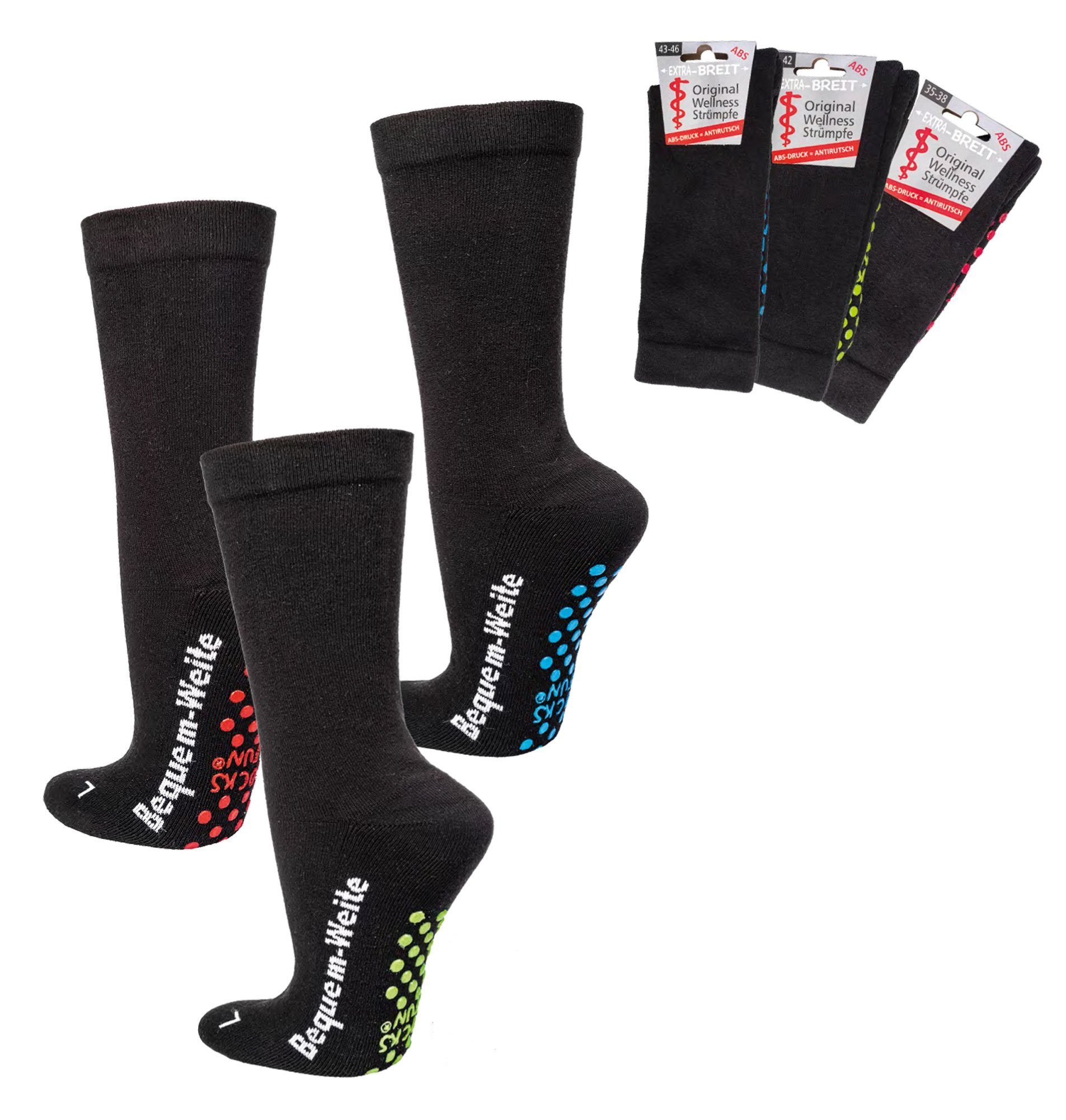 Wowerat Diabetikersocken EXTRA-BREIT weit Diabetes Strümpfe mit ABS (2 Paar) ABS Ausstattung