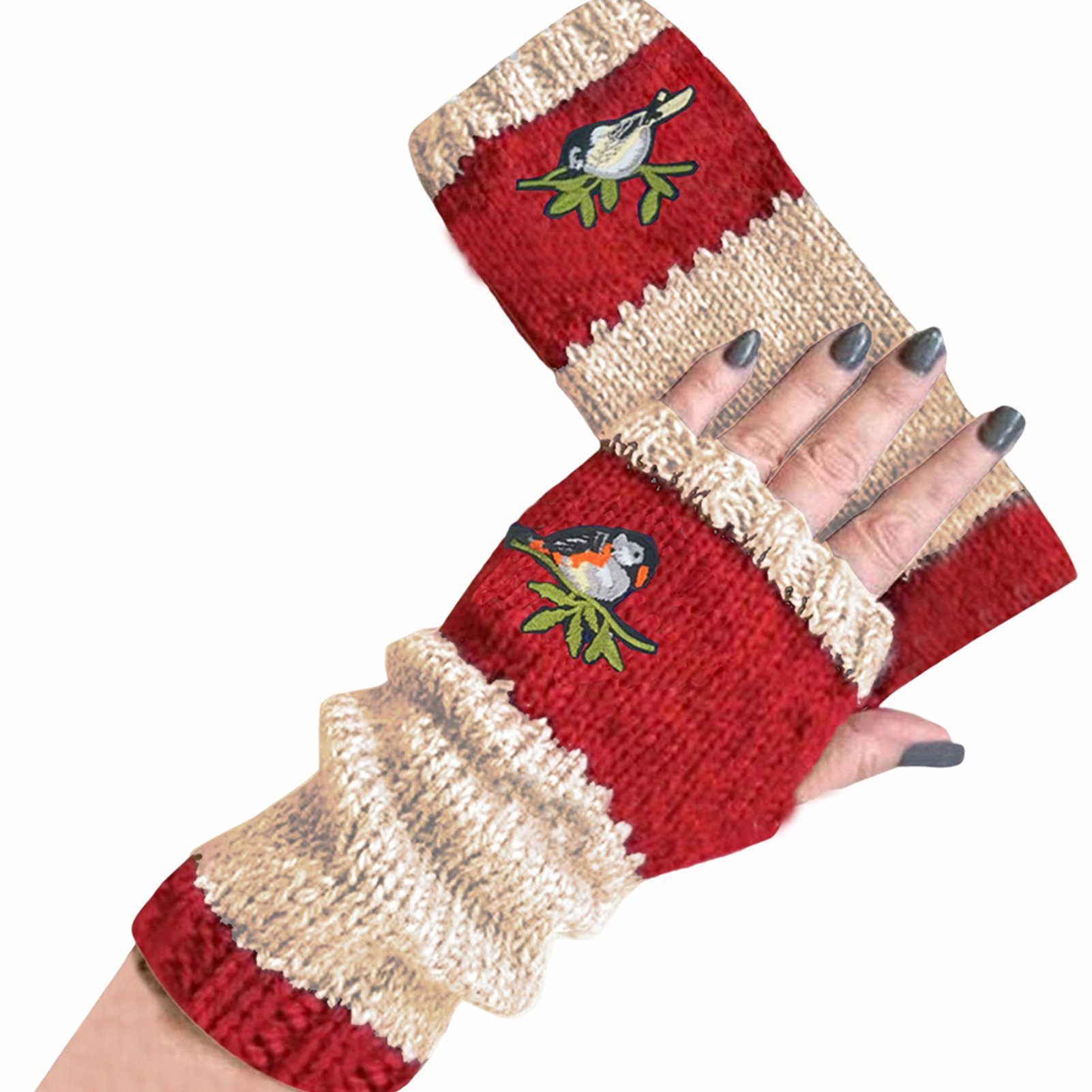 Blusmart Strickhandschuhe Damen-Halbfingerhandschuhe, Strickhandschuhe, Fingerlose Handschuhe, Einheitsgröße Fleecehandschuhe H