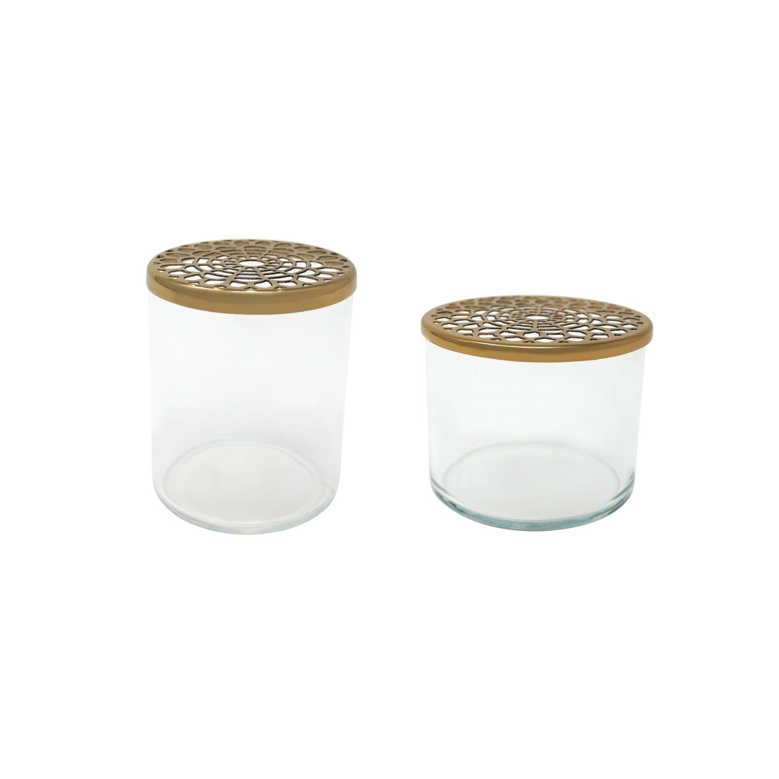LaLe Living mit Glas Vasen und Eisen in kleinen 2-teilig Größen), Gold aus aus Set 2 in Deckel verschiedenen Buket (2-teiliges Dekovase Set, bestehend