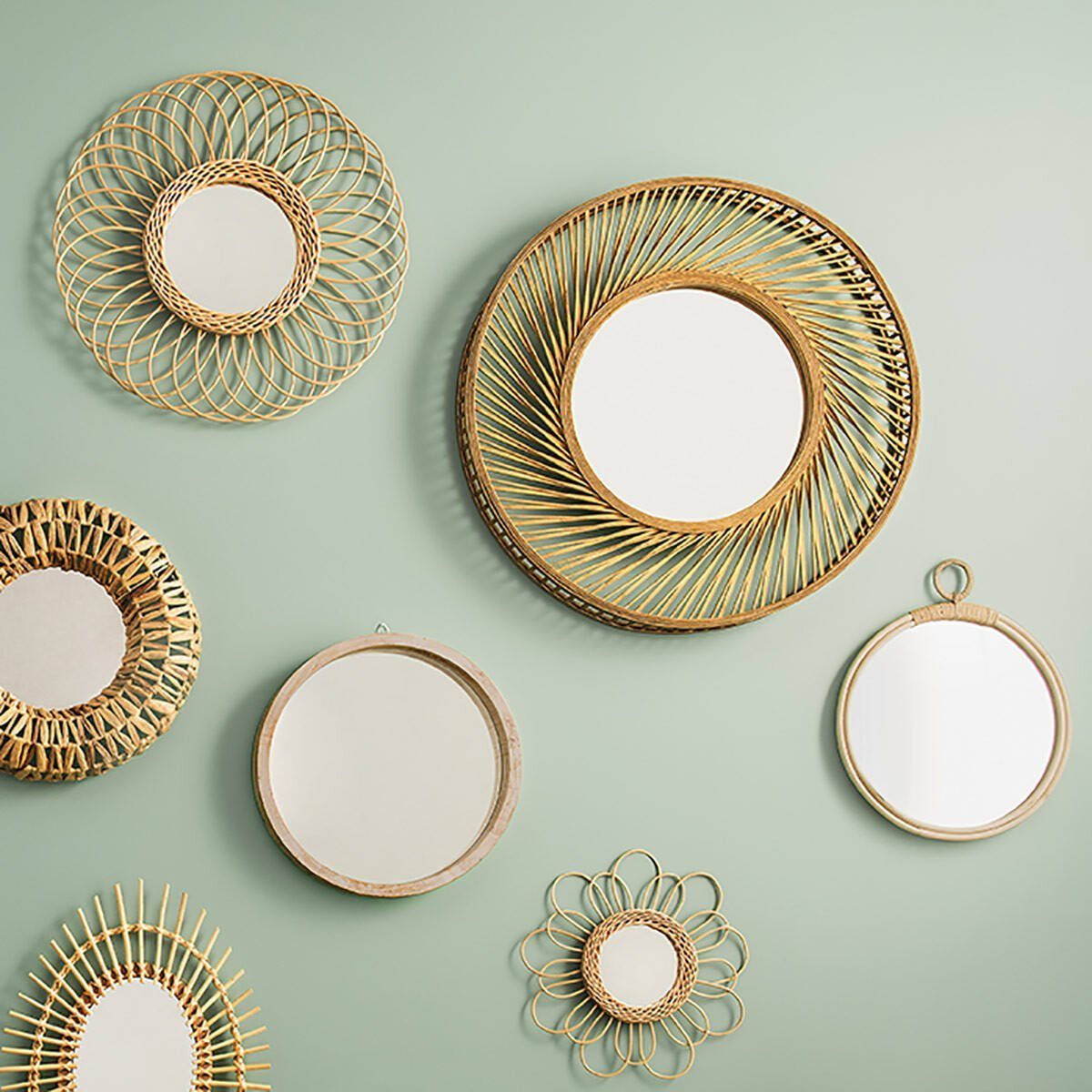 Atmosphera Créateur d'intérieur Wandspiegel Runder Spiegel im Bambusrahmen, Ø 72 cm