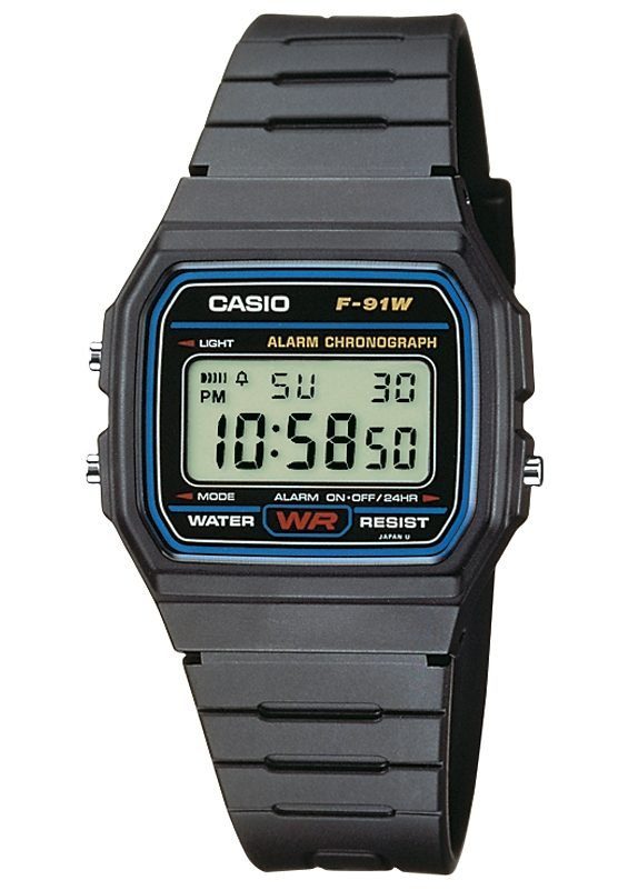 Casio Collection Chronograph F-91W-1YEG, Quarzuhr, Armbanduhr, Herren, Damen, digital, Stoppfunktion