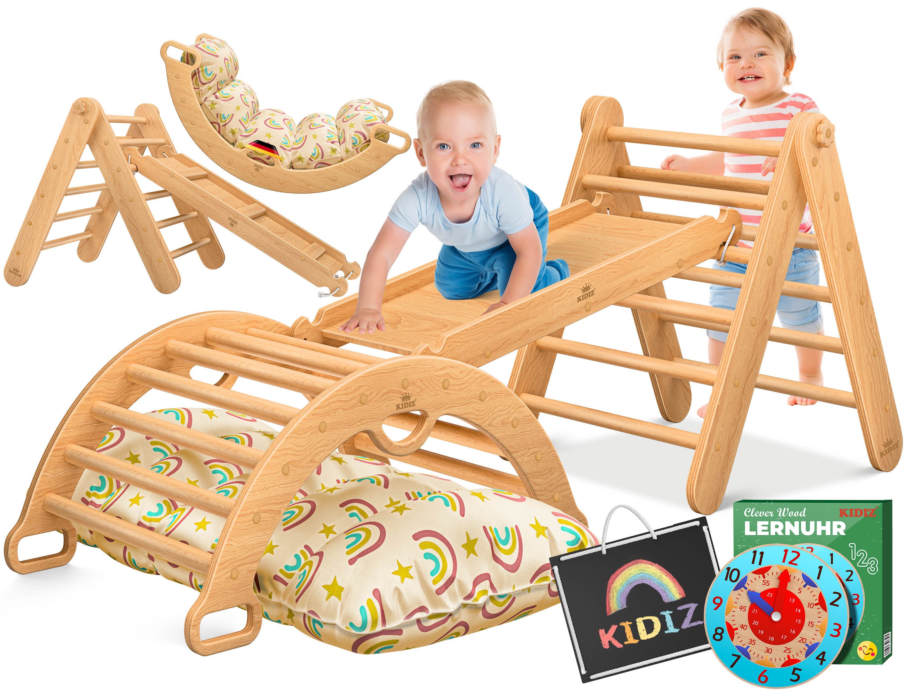 Klettergerüst mit Kletterbogen Montessori 7in1 Spiel-Set aus Holz