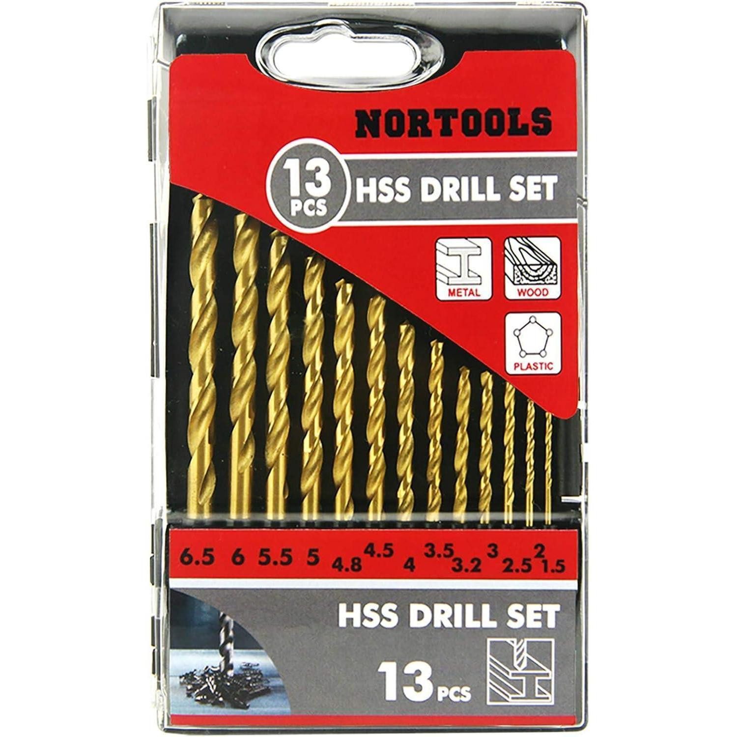 LuxusKollektion Holzbohrer Metallbohrersatz HSS 13teilig Aufbewahrungsbox Einheitsgröße Set 1