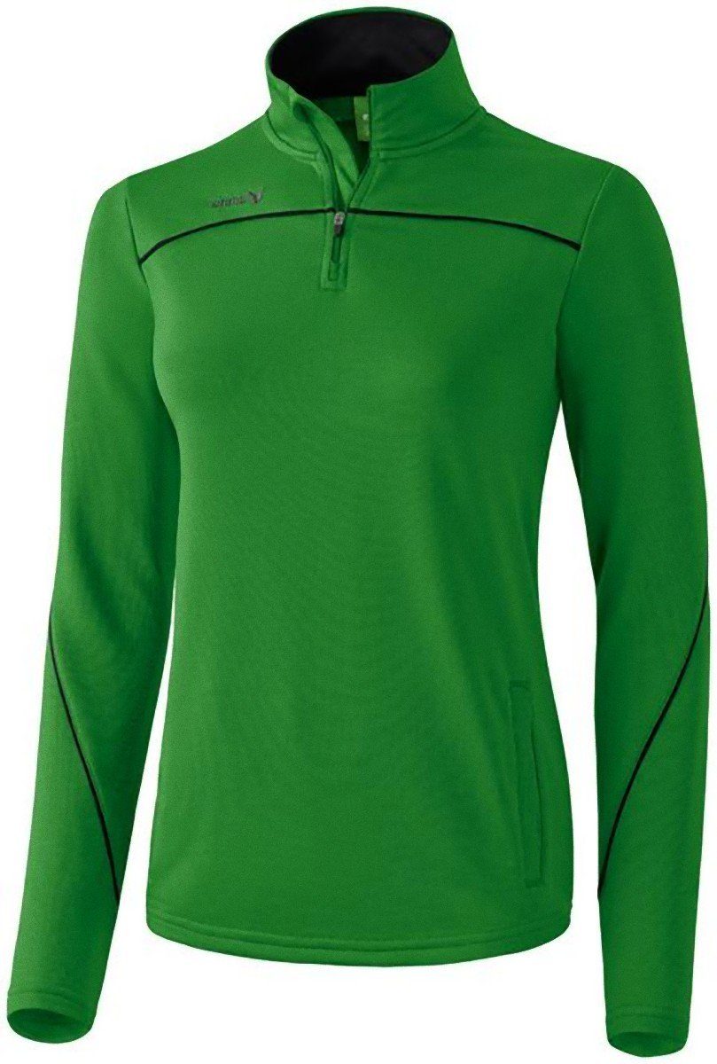 Zip Longsleeve Pulli Langarm Pullover 1/2 Sportshirt Funktionsshirt Laufshirt Erima Shirt Grün Fussball