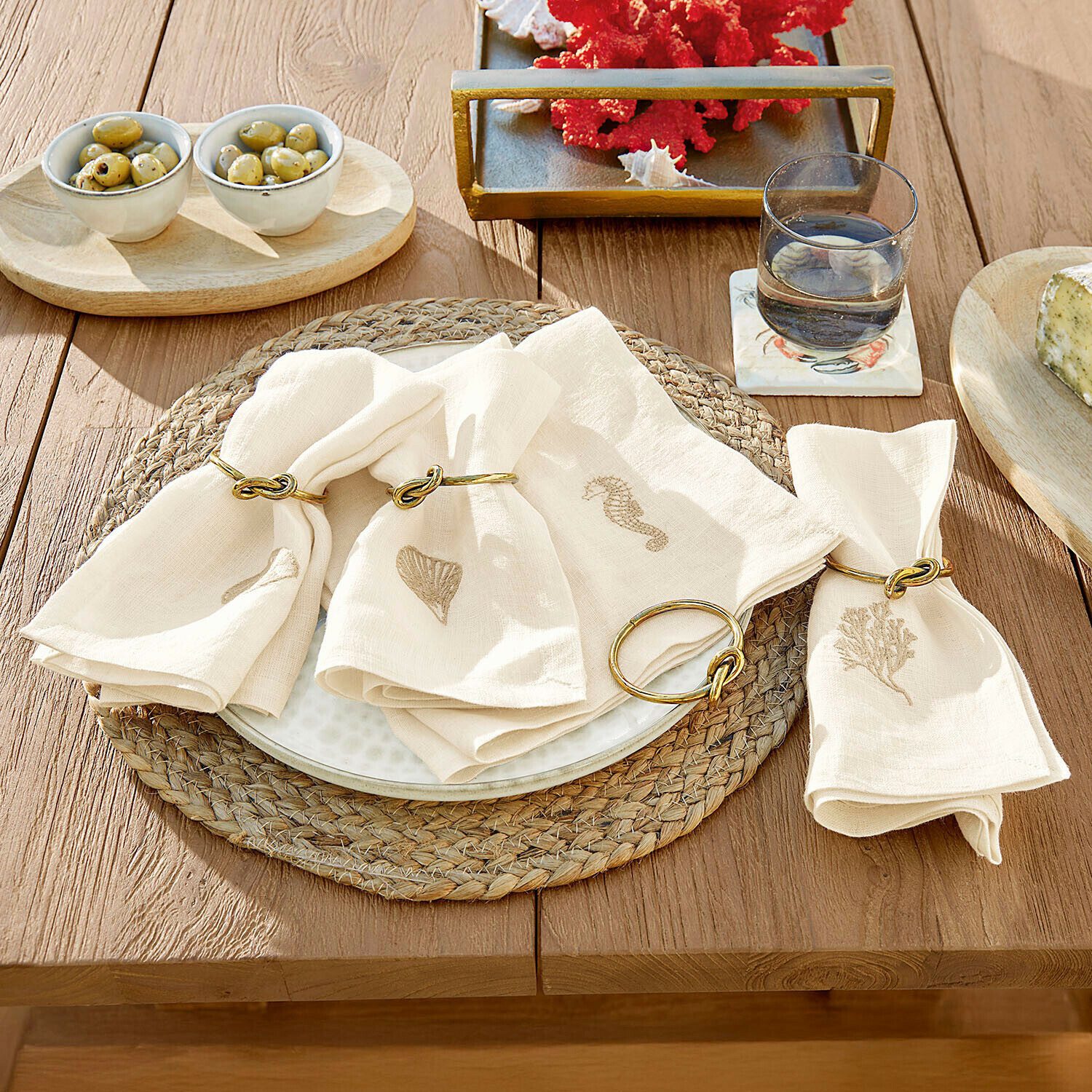 Mirabeau Stoffserviette Serviette 4er Set Celorin creme/braun