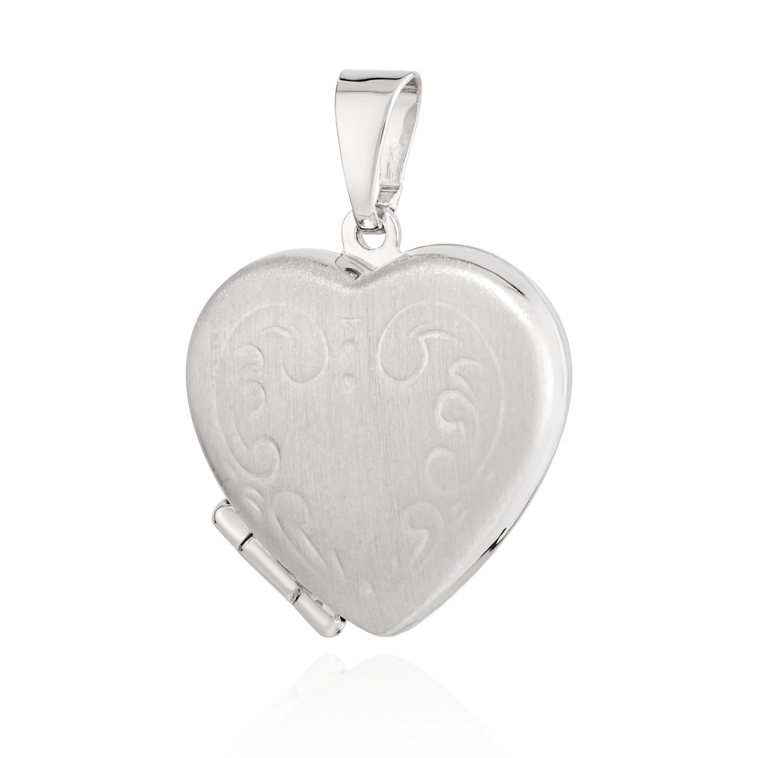 Kettenanhänger Herz Medaillon 925 Silber matt 17x16mm Talisman
