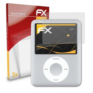 atFoliX Schutzfolie für Apple iPod nano 3G, (3 Folien), Entspiegelnd und stoßdämpfend