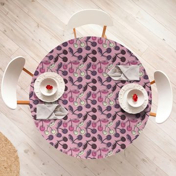 Abakuhaus Tischdecke Rundum-elastische Stofftischdecke, Sommer Pastell-Farbigen Cherry Kunst