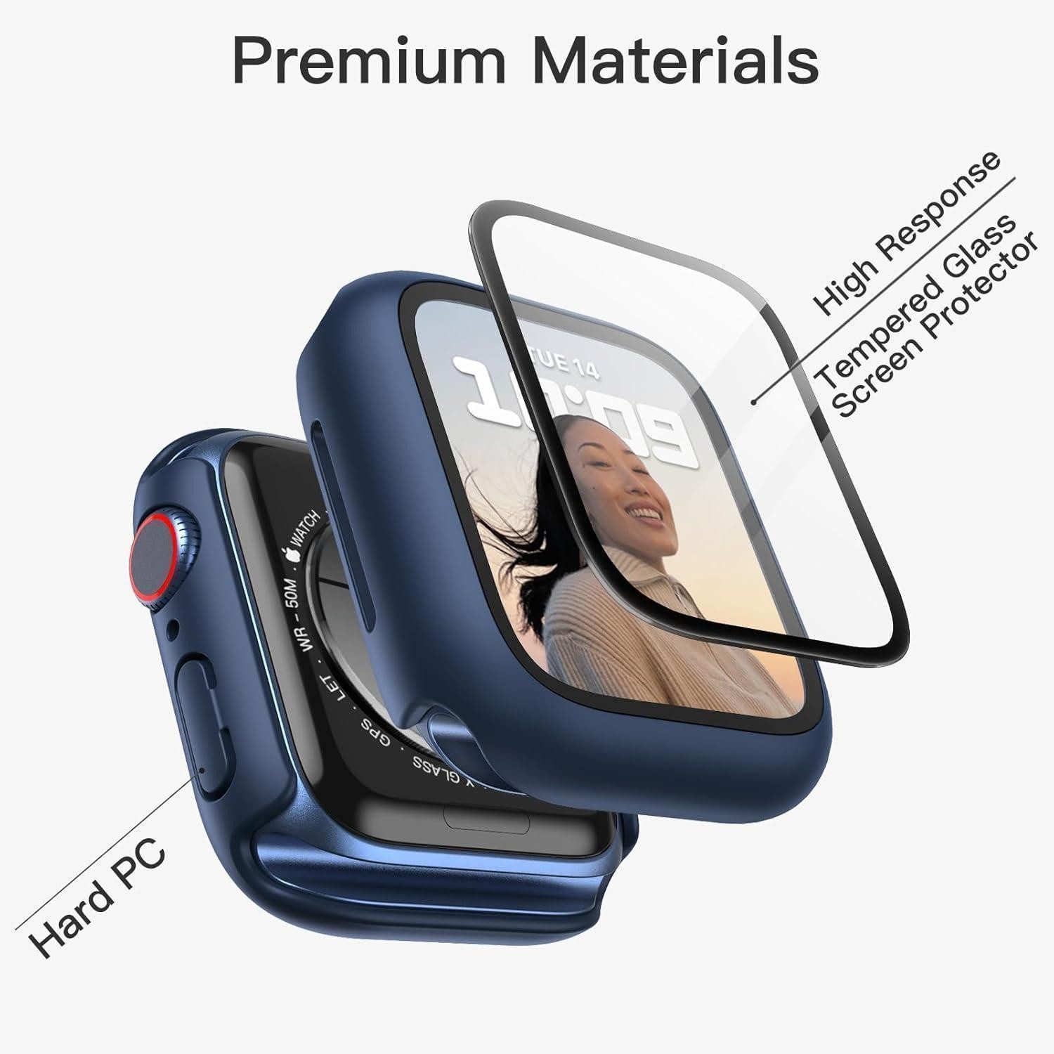 LuxusKollektion Smartwatch-Hülle Hülle Displayschutz Apple Watch Series 9 8 7 45mm Schutzhülle