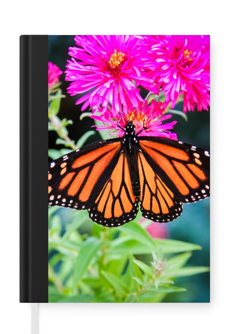 MuchoWow Notizbuch Schmetterling - Botanisch - Blume, Journal, Merkzettel, Tagebuch, Notizheft, A5, 98 Seiten, Haushaltsbuch