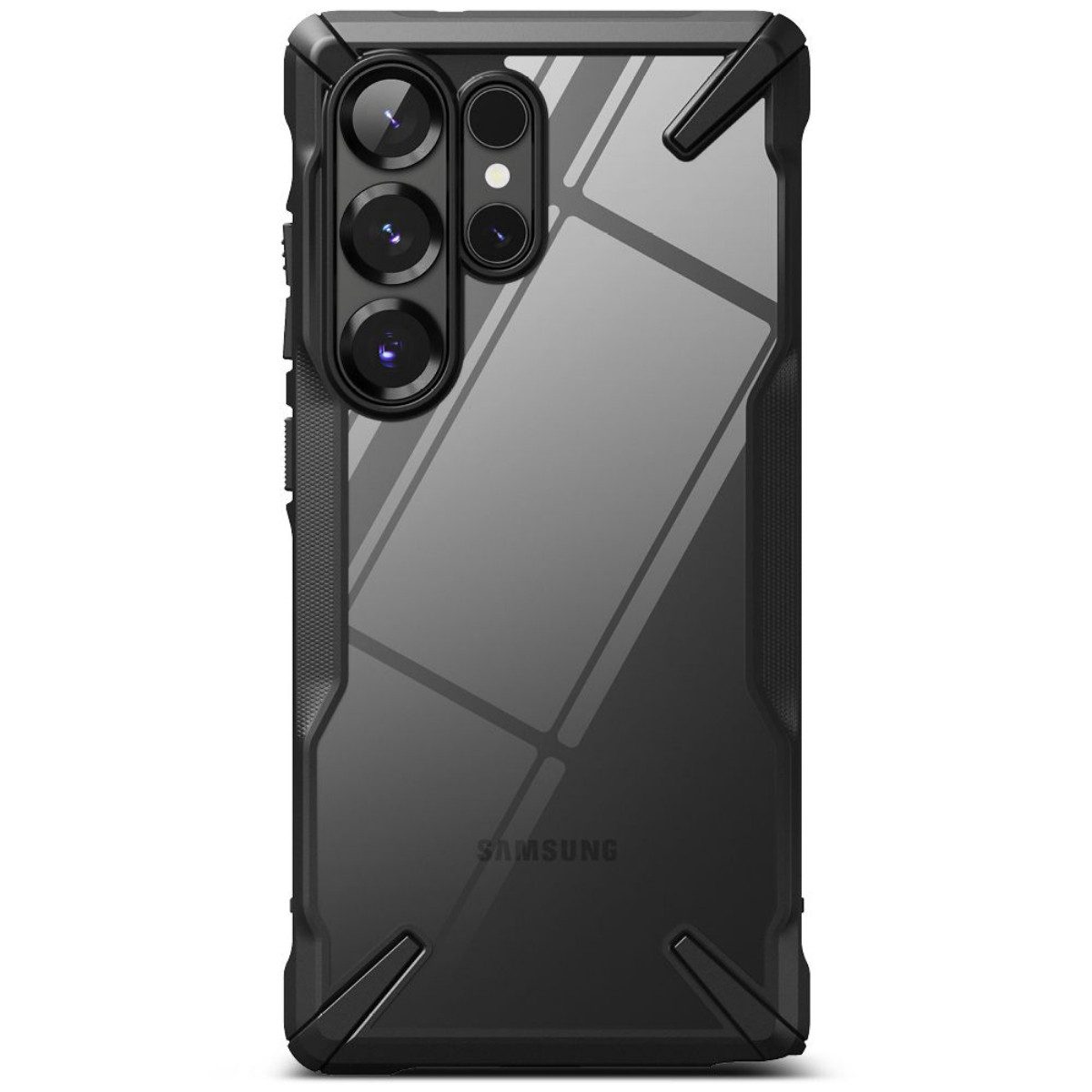 Ringke Handyhülle Fusion X Schwarz Kompatibel mit Samsung Galaxy S25 Ultra 6,9, Transparente Rückseite mit stabilem Rahmen für robusten Schutz