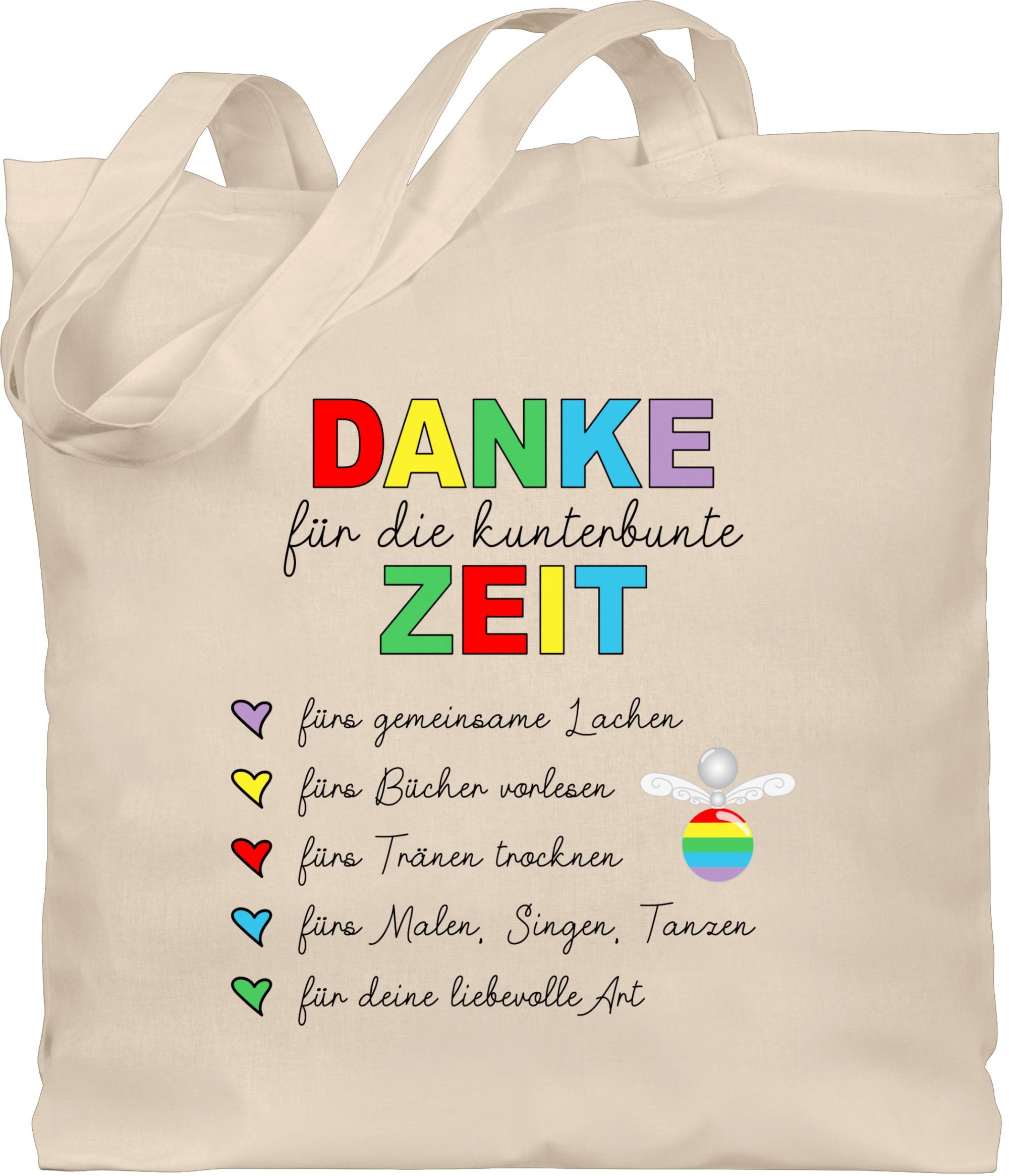 Shirtracer Umhängetasche Danke für die kunterbunte Zeit, Abschiedsgeschenk Erzieherin, Erzieh, Erzieher