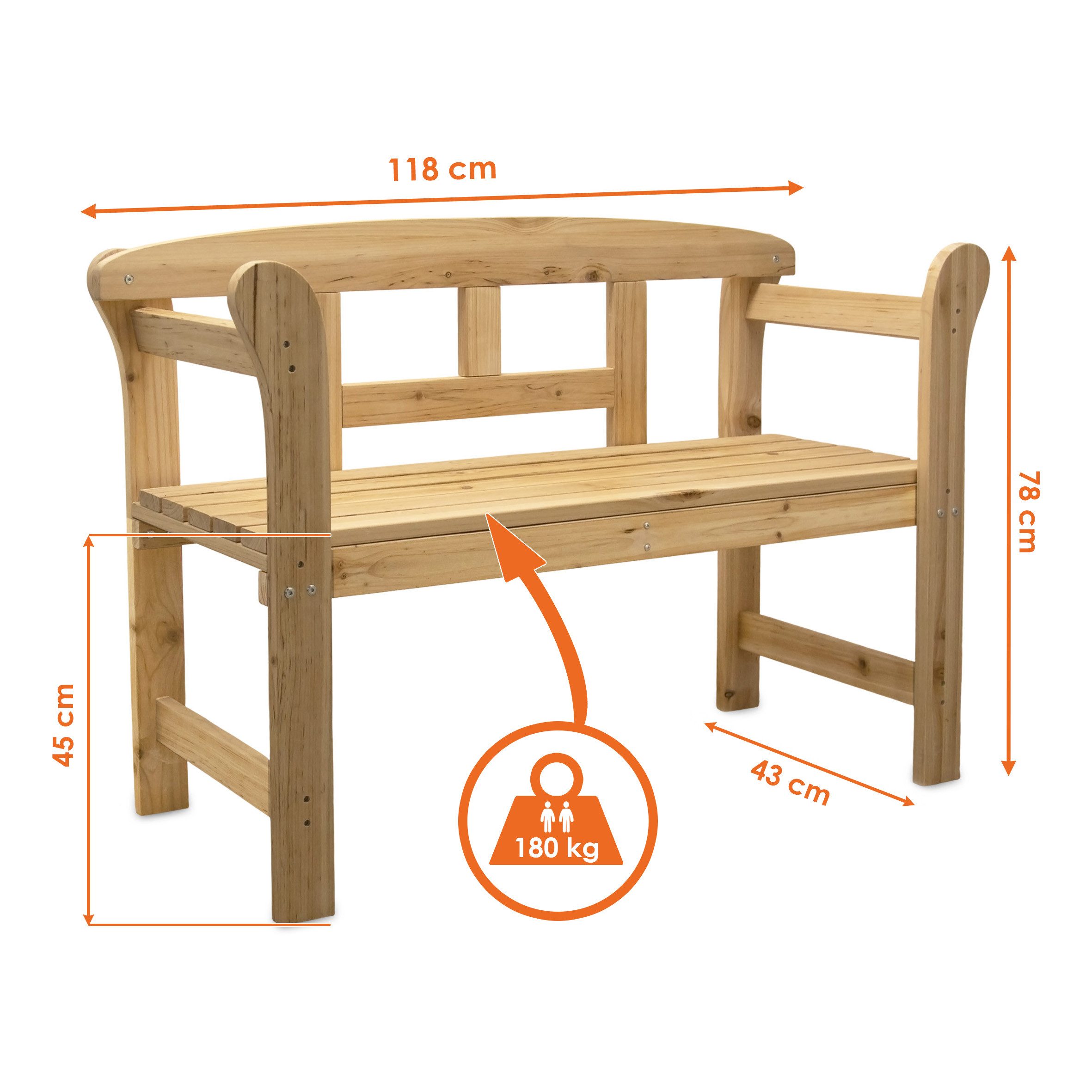Spetebo Gartenbank Friesenbank aus Kiefernholz (Stück, 1-St., Sitzbank), Klassische Holz Parkbank aus Kiefernholz