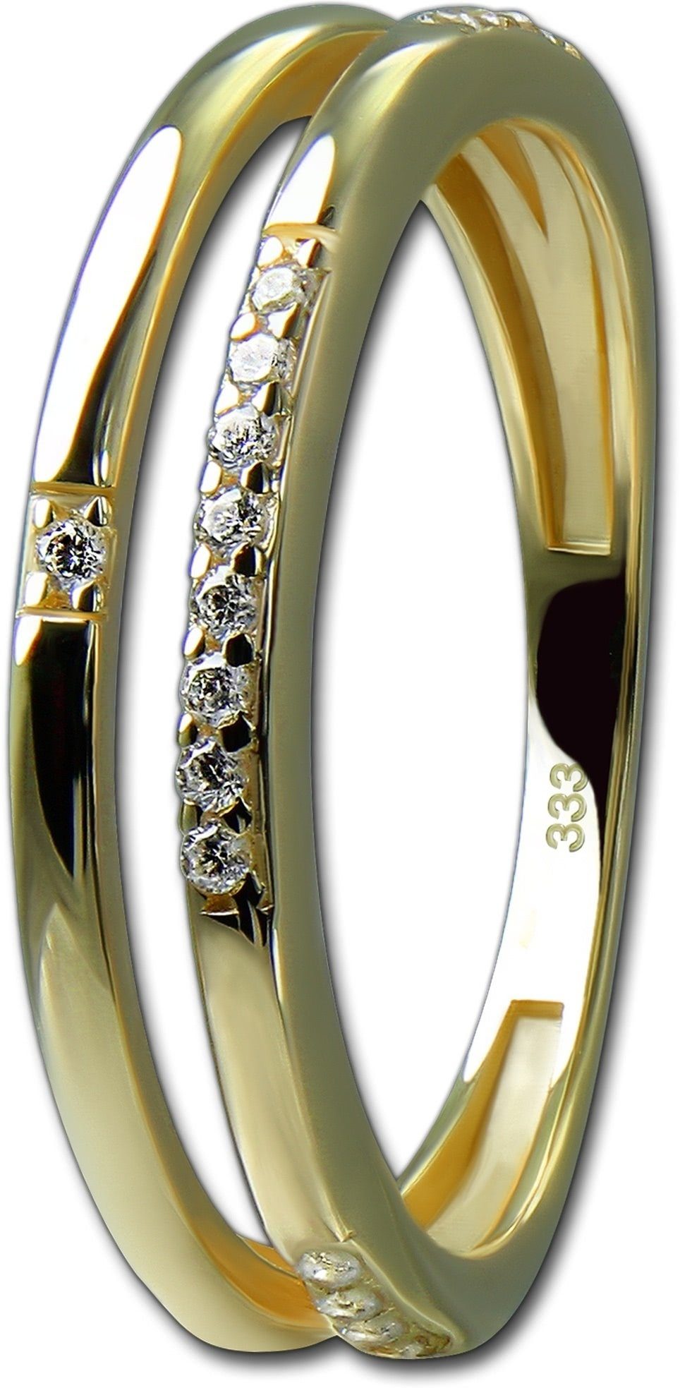 GoldDream Goldring GoldDream Gold Ring Double Gr.54 (Fingerring), Damen Ring Echtgold, 333er Gelbgold gold, weiß Double