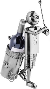 BRUBAKER Weinflaschenhalter Golfspieler beim Abschlag Flaschenhalter, (inklusive Grußkarte), Weinhalter Metall Skulptur, Wein Geschenk