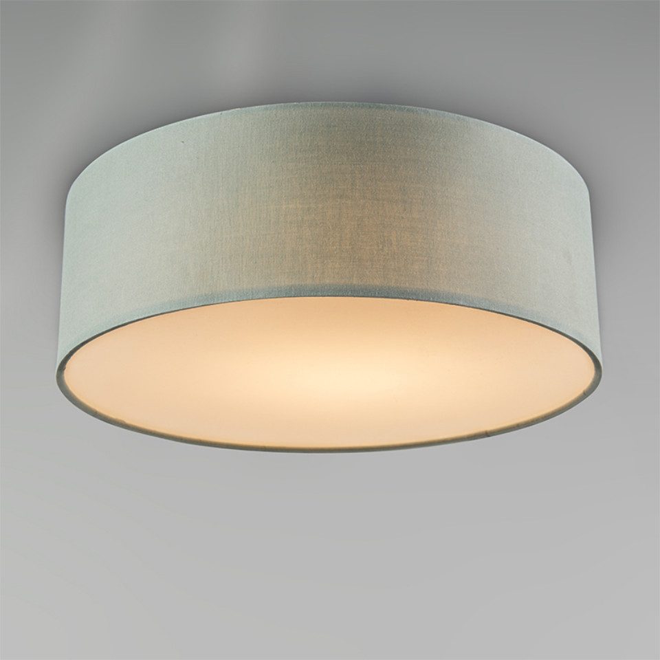 Qazqa Deckenleuchte Drum led, LED wechselbar, LED module, Grün, Modern, Tex günstig online kaufen