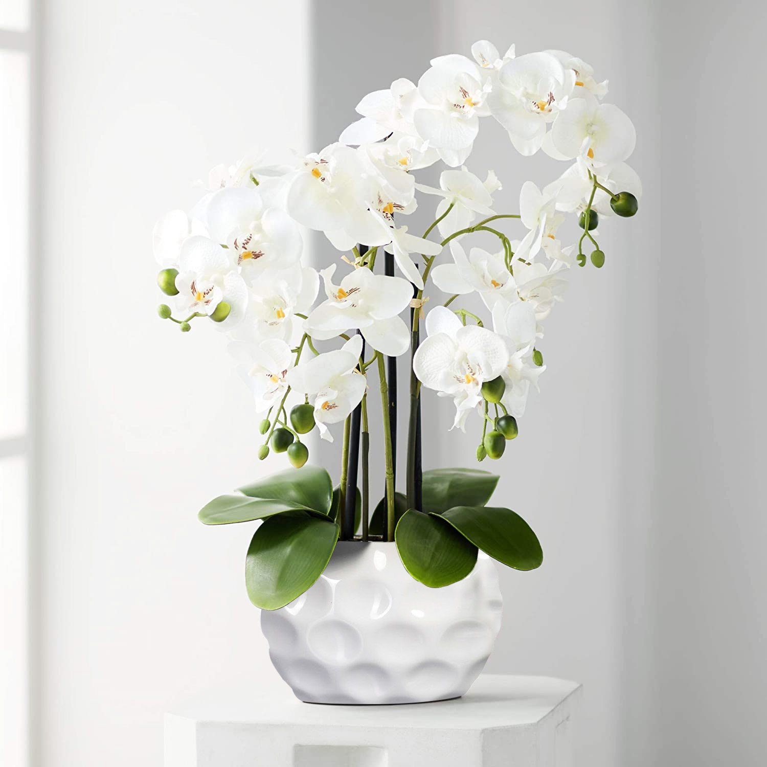 Kunstorchidee Kunstpflanze Orchidee Orchidee, Creativ green, Höhe 55.00 cm, im Keramiktopf