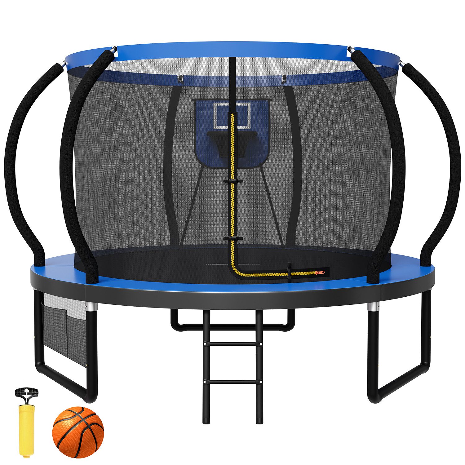 HOMALL Gartentrampolin Trampolin,Kindertrampolin mit Sicherheitsnetz und Leiter, Ø 228 cm, Ø305/366/427cm,gepolstertes Gestell,150kg,Schutzranabdeckung