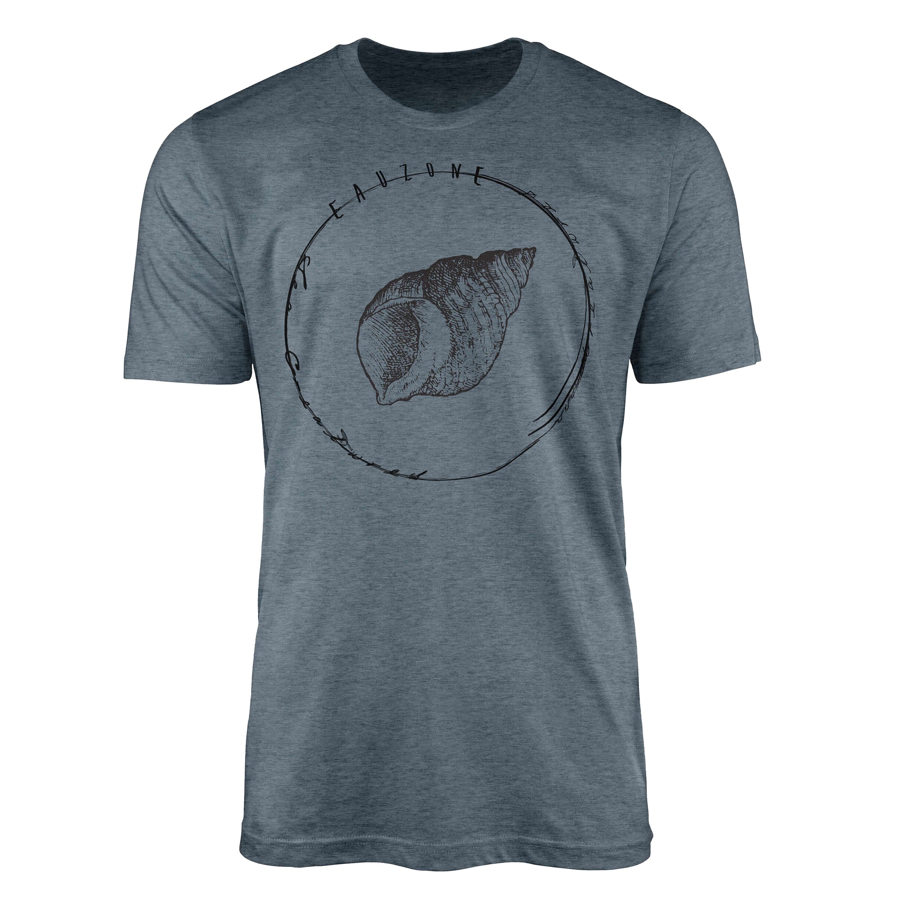 Sinus Art T-Shirt T-Shirt Tiefsee Fische - Serie: Sea Creatures, feine Struktur und sportlicher Schnitt / Sea 025 Indigo