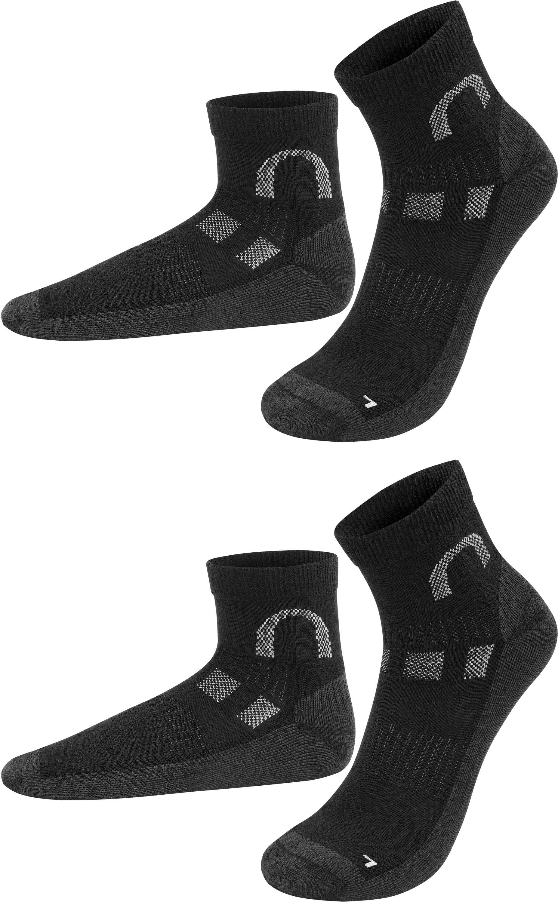 normani Laufsocken 2 Paar Merino-Kurzschaftsocken Lismore (2 Paar) hochwertige Merinowolle Schwarz