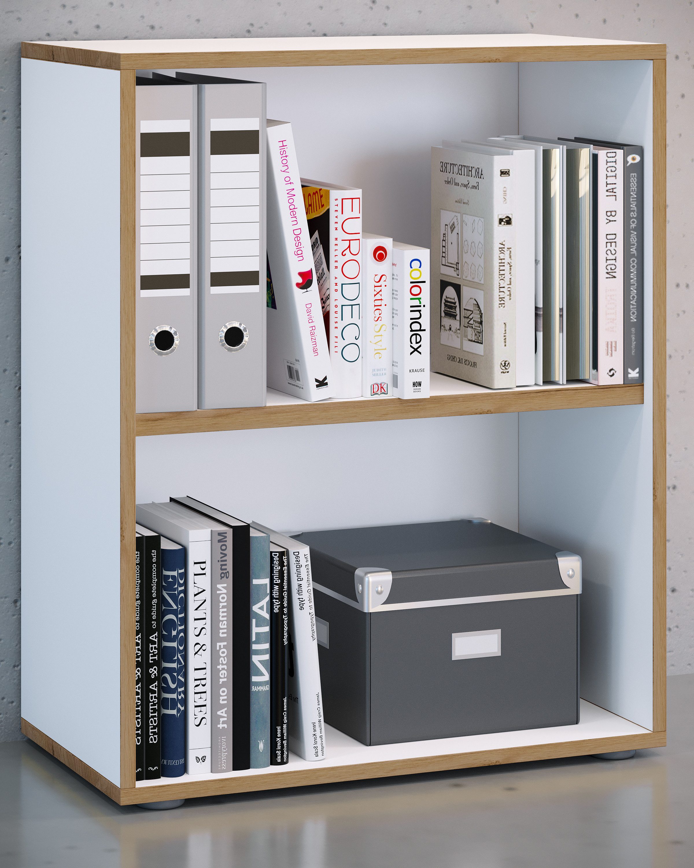 VCM Standregal Bücherregal Salia H. 74 x B. 60 x T. 33 cm, Holzregal stehend, platzsparender Aktenschrank, CD DVD Aufbewahrung