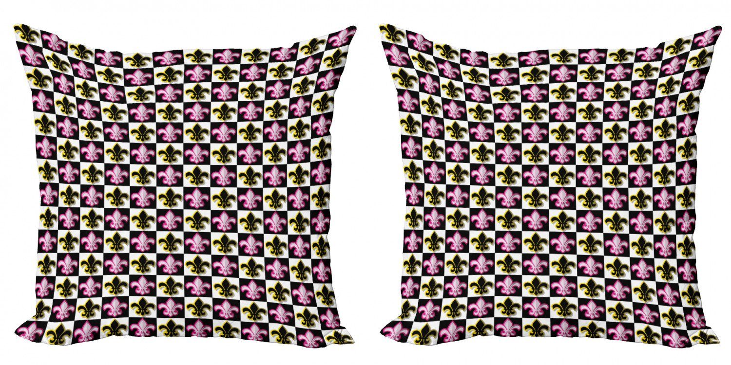 Pop-Art Kissenbezüge Stück), Abakuhaus Lis (2 Checkered Modern Digitaldruck, Fleur Doppelseitiger De Accent