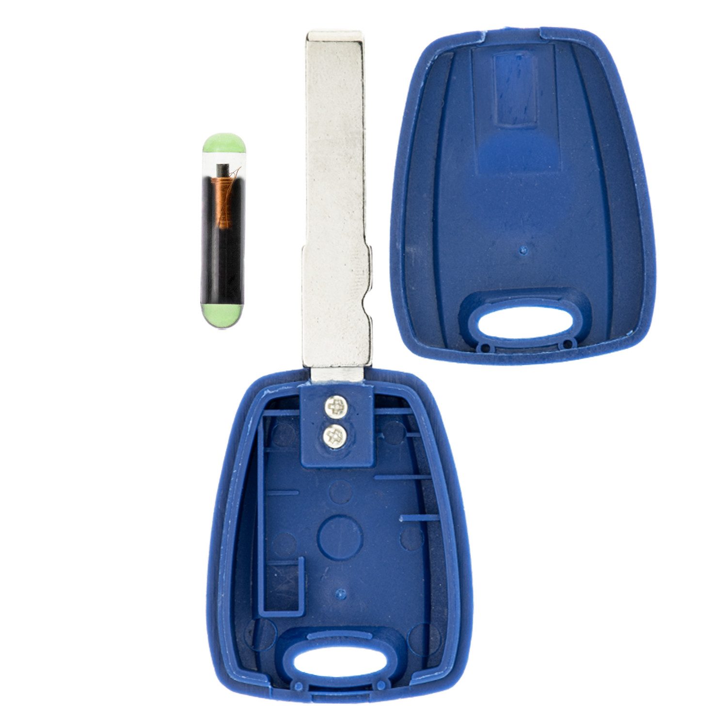 mt-key Schlüsseltasche Auto Zünd Schlüssel Rohling Blau SIP22 + ID48 Transponder (Set), für Alfa Romeo 147 (00-10); 156 932 (03-06); Gt 937 (03-10); Citro...