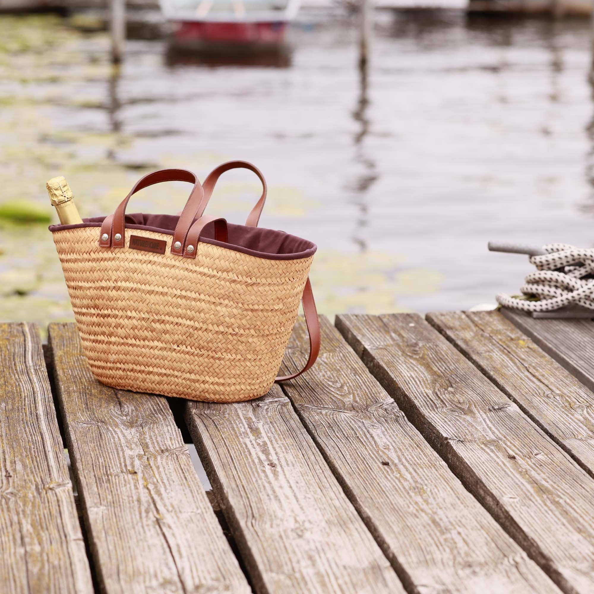 NATUREHOME Schultertasche Umhängetasche Shopper Korb Palmblatt, Handarbeit, Nachhaltig, Naturmaterial
