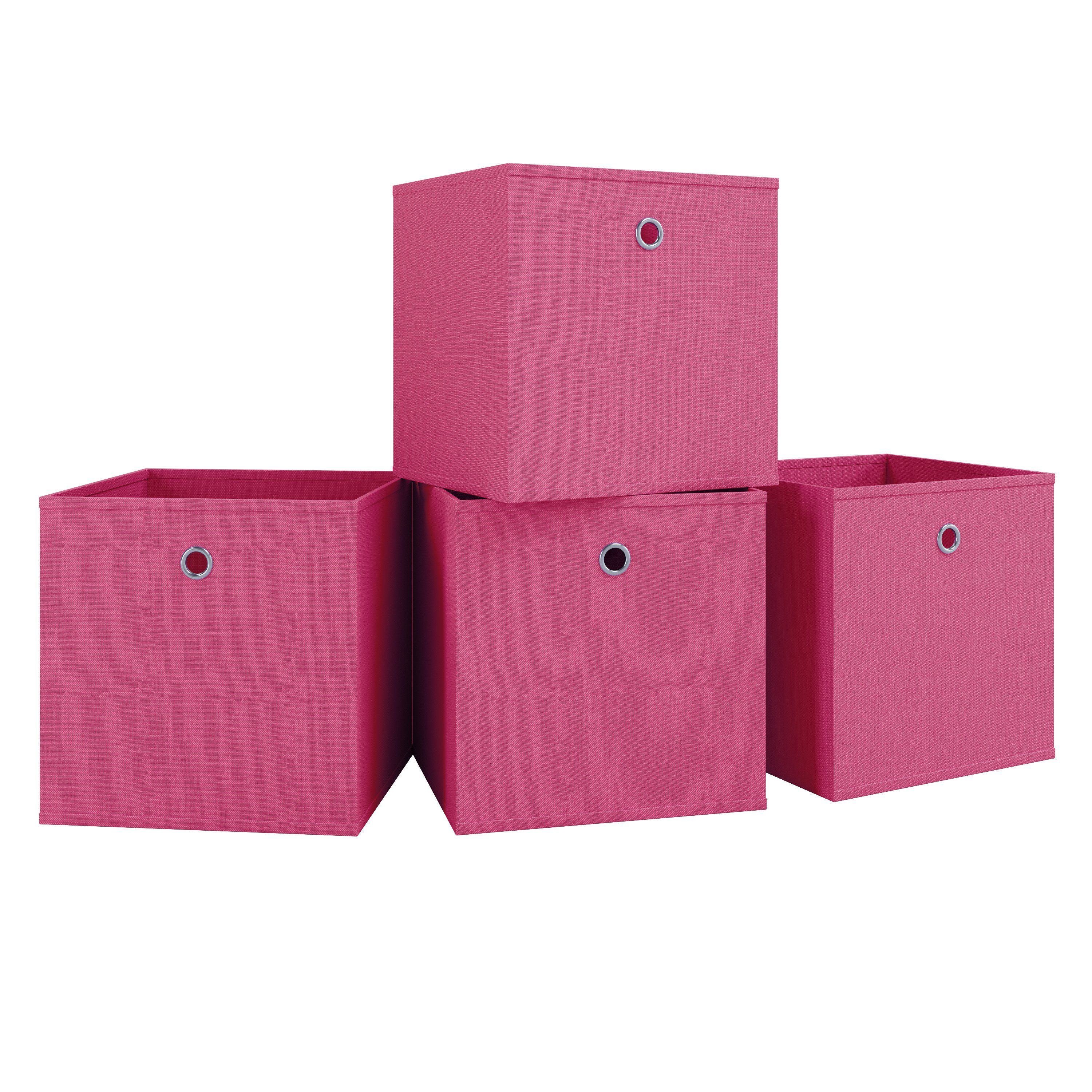 VCM Faltbox Boxas 4er Set B. 27 x T. 27 x H. 28 cm (Spar-Set, 4), Platzsparende Lösung gegen Chaos, Diele oder Kleiderschrank, 4 Fächer
