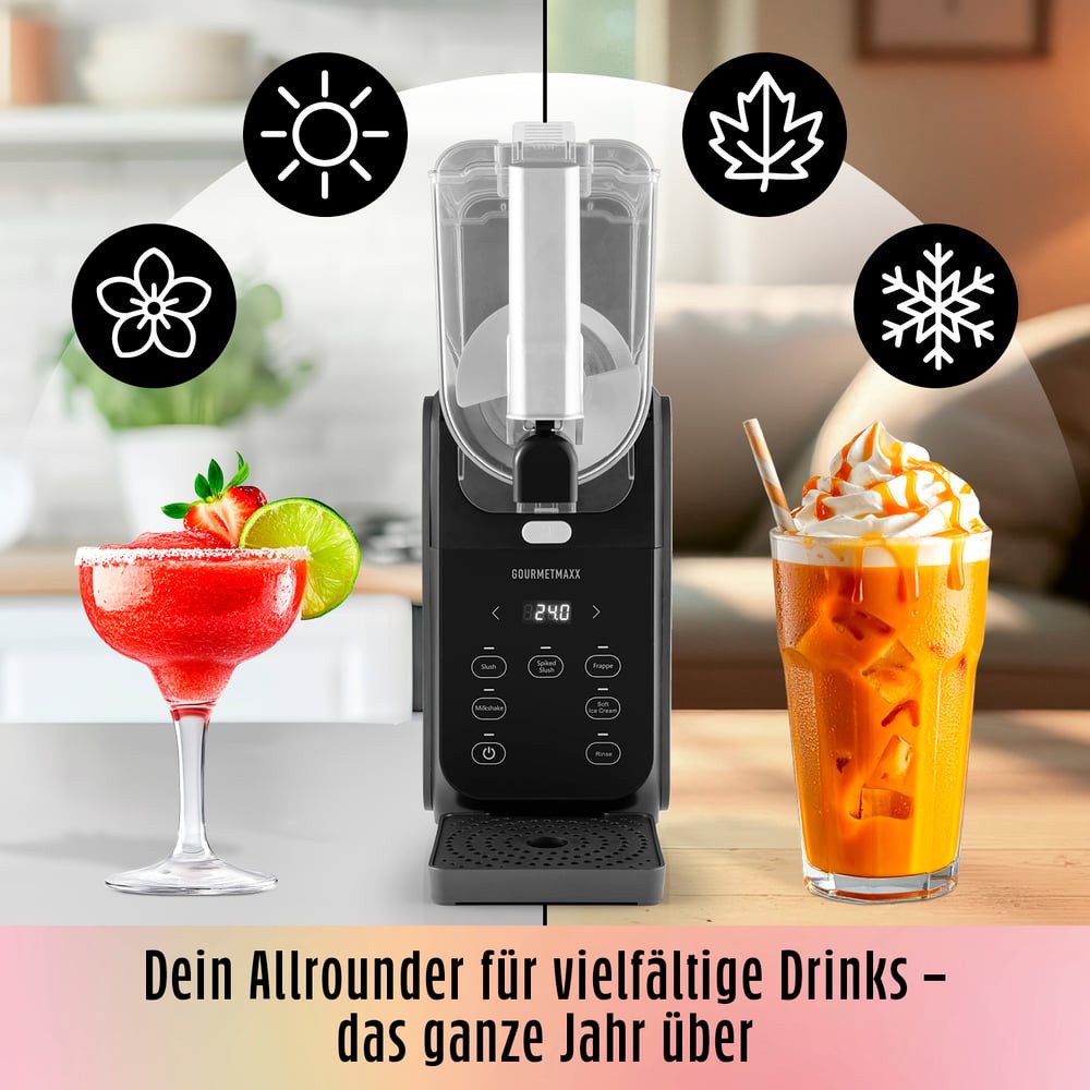 GOURMETmaxx Slush-Eismaschine FreezeUp Slush Eis Maschine für vielseitige Drinks und Desserts, 200 W