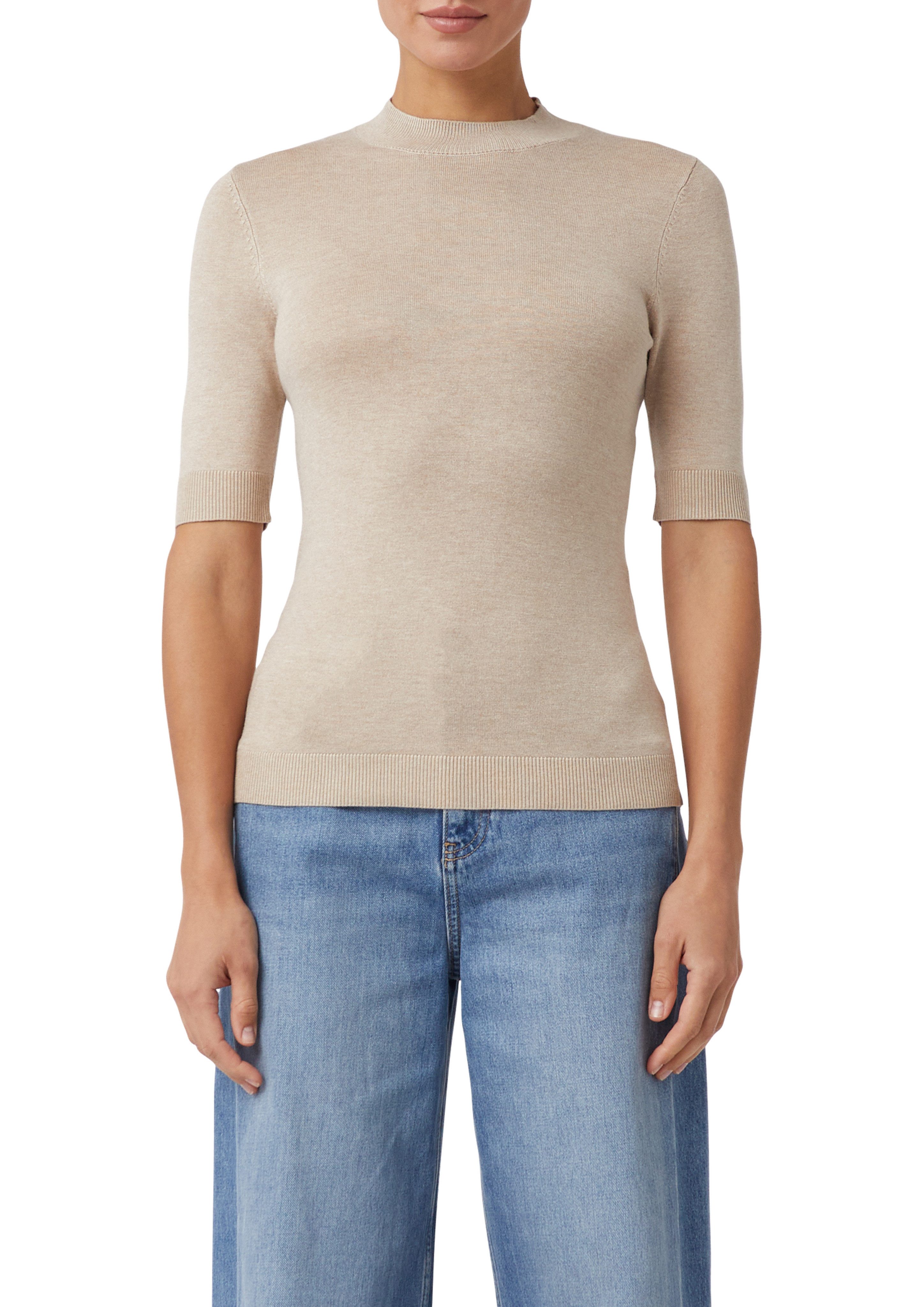 comma Strickpullover halbarm, mit Stehkragen