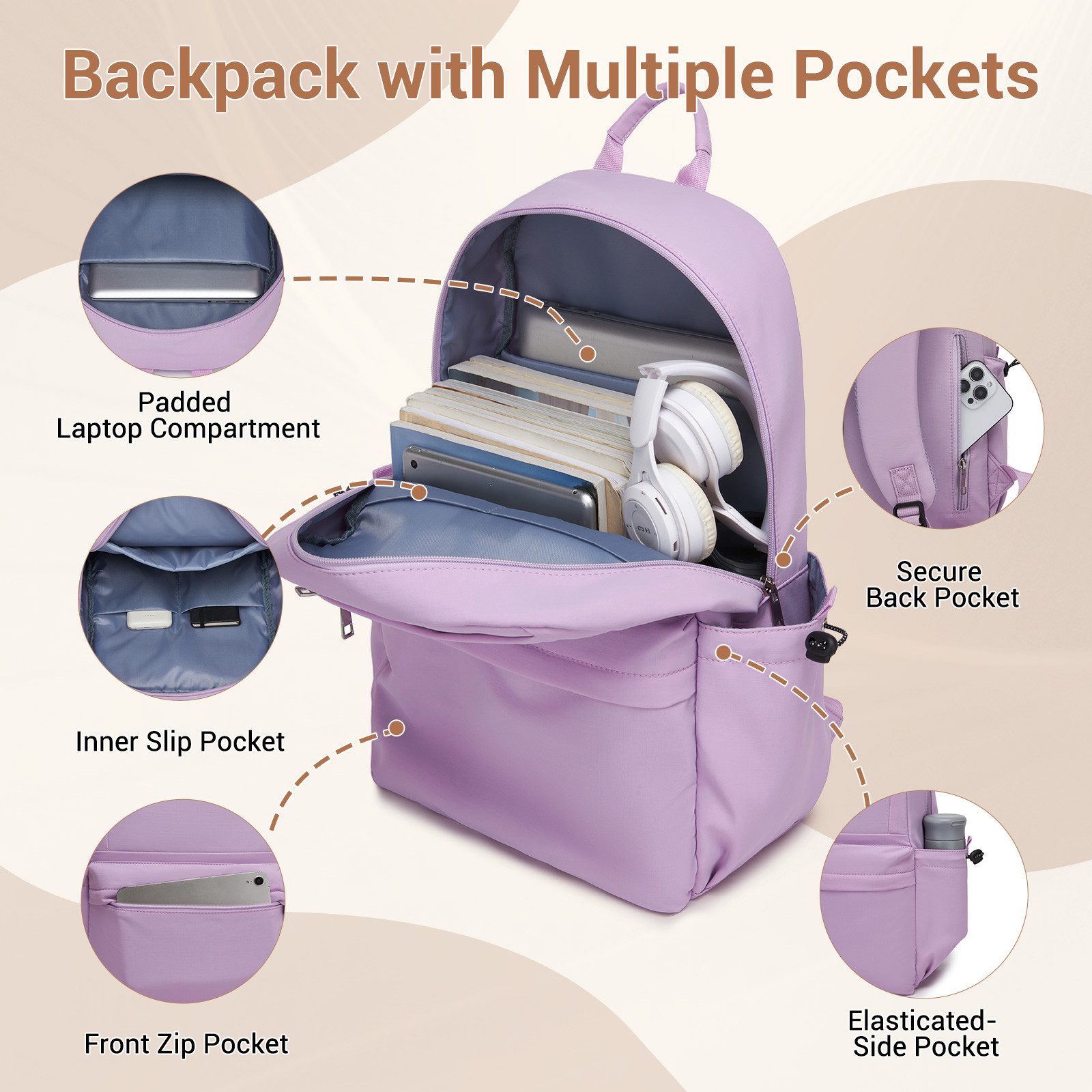 KONO Schulrucksack Laptop-Rucksack 15,6 Zoll, 18L, 44×29×14cm, leicht für Schule