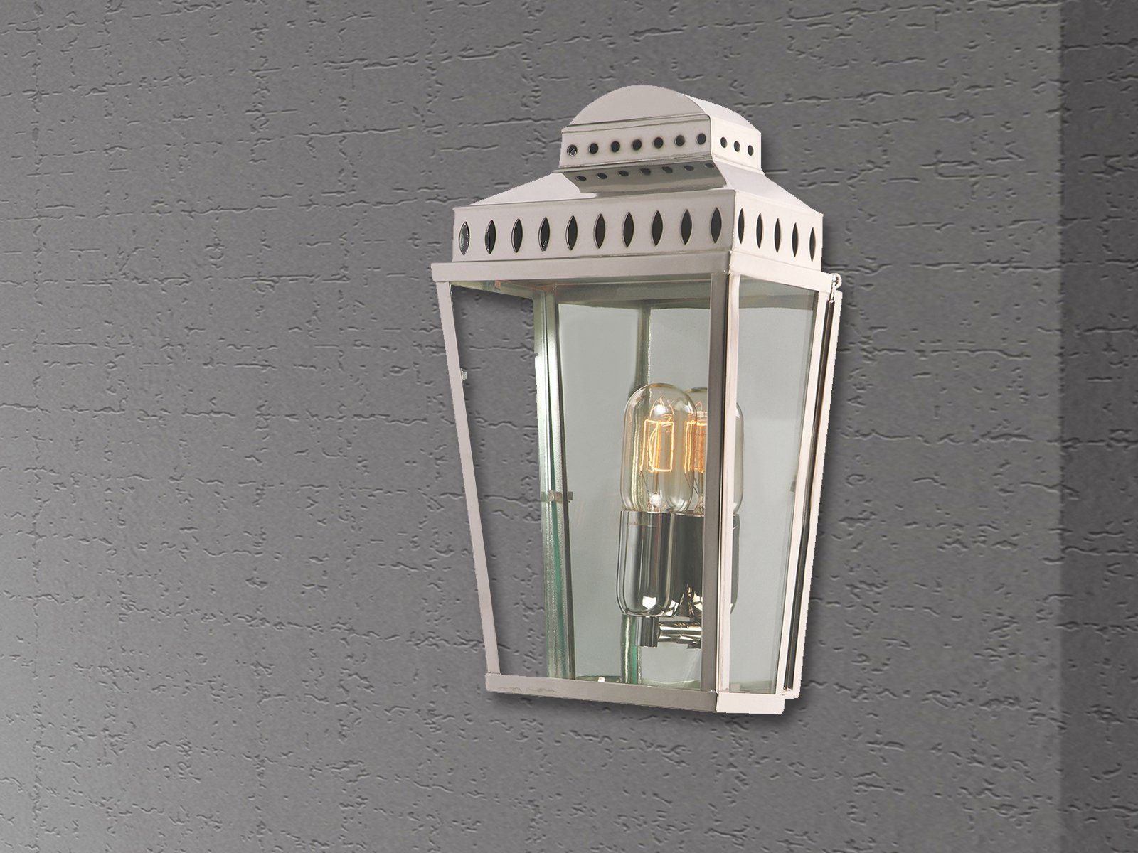 Höhe warmweiß, LED Silber Außen-Wandleuchte, Hauswand Außenlicht Fassadenbeleuchtung wechselbar, 37,5cm LED LED Landhausstil, meineWunschleuchte