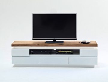 expendio TV-Board Rosita, matt weiß / Asteiche massiv 175x49x40 cm MDF mit Beleuchtung