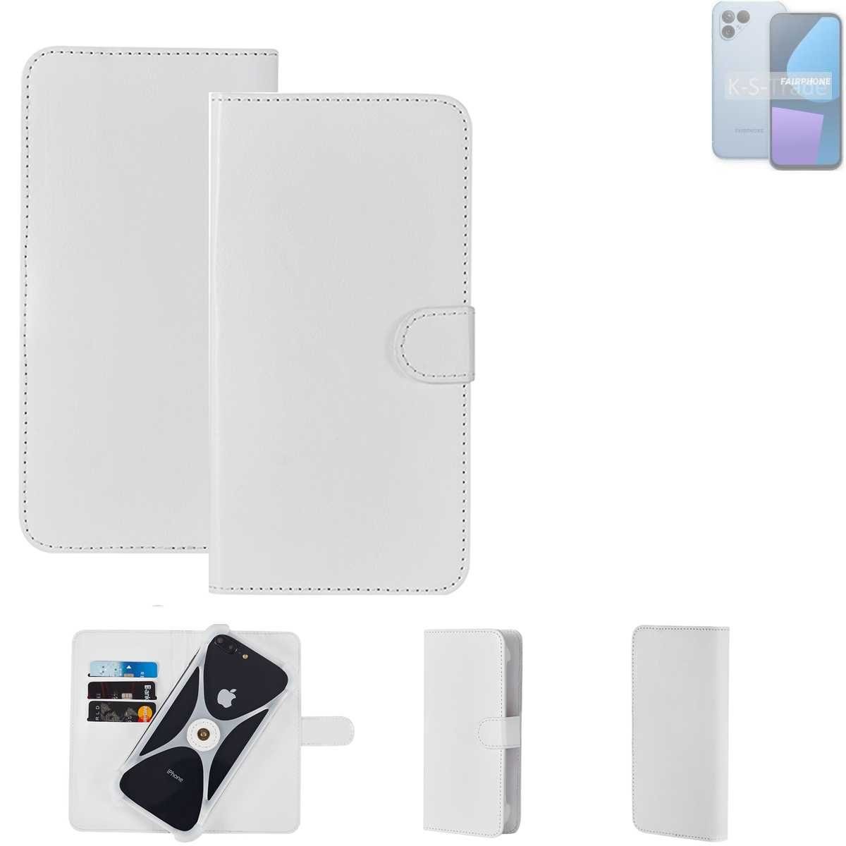K-S-Trade Handyhülle für Fairphone Fairphone 5, Handy Hülle Schutz Hülle 5 Cover Case Bookstyle Bumper weiß 1x