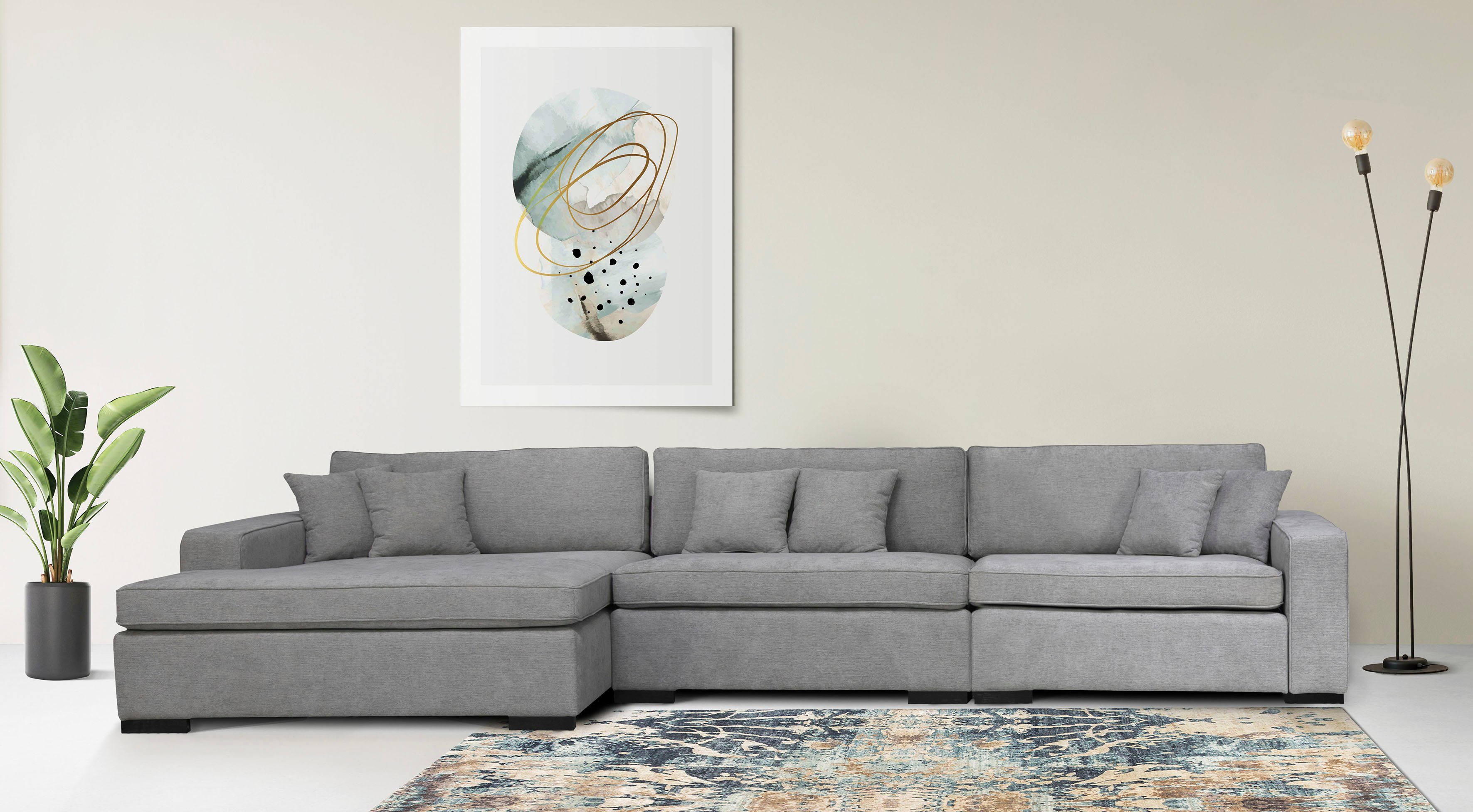 Home affaire Ottomane Skara L-Form, Lounge-Sofa mit Federkernpolsterung, in vielen Bezugsvarianten