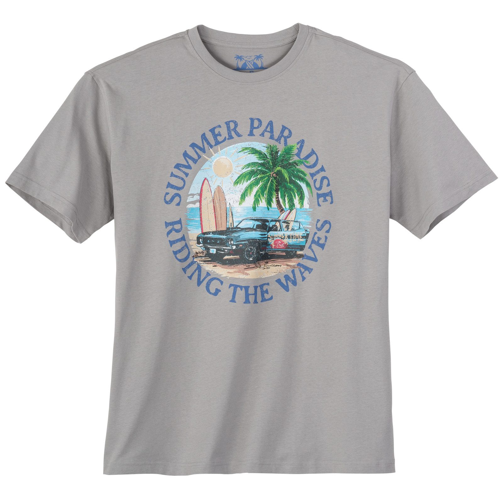 Print-Shirt Calm Beach Übergrößen T-Shirt grau Summer Paradise