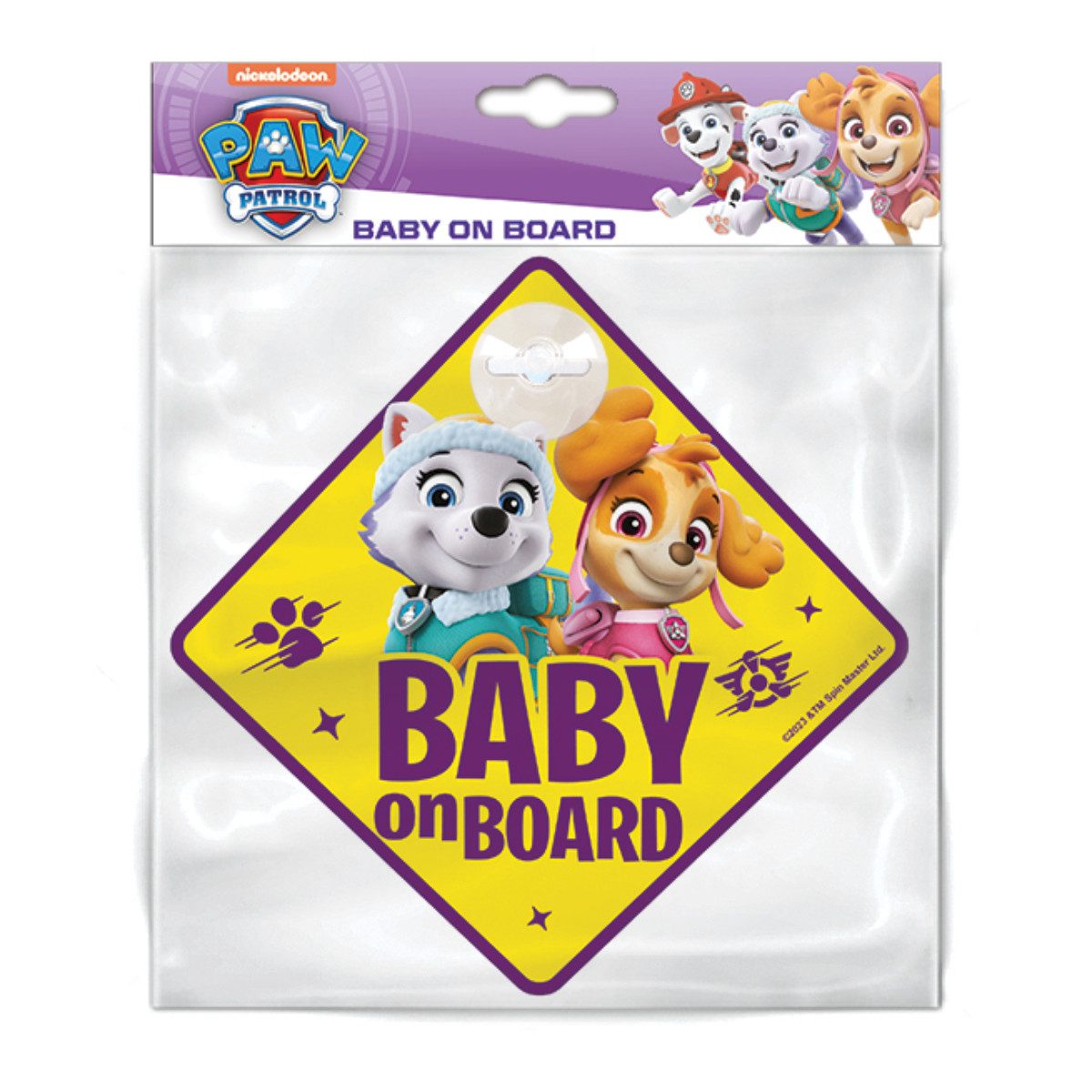 PAW PATROL Warnschild Baby on Board Schild Auto mit Saugnapf Hinweis Schild fürs Fenster