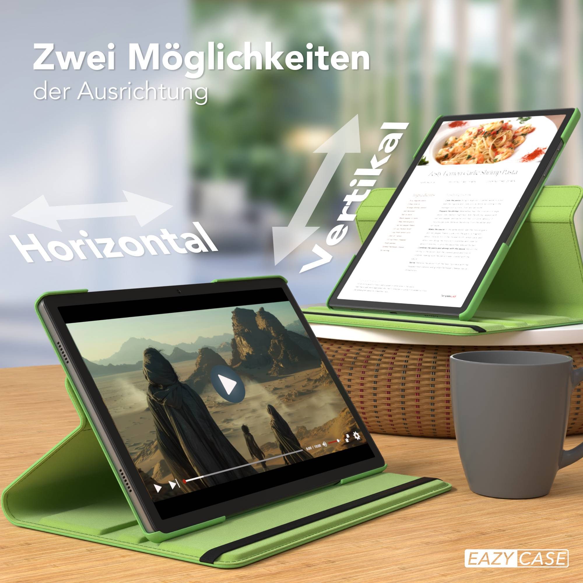 EAZY CASE Tablet-Hülle Rotationcase für Samsung Galaxy Tab A11 Plus 11 Zoll, Tabletcover Case Hardcover Flipcover zum Aufstellen Klapp-Case Grün – Bild 5 von 5