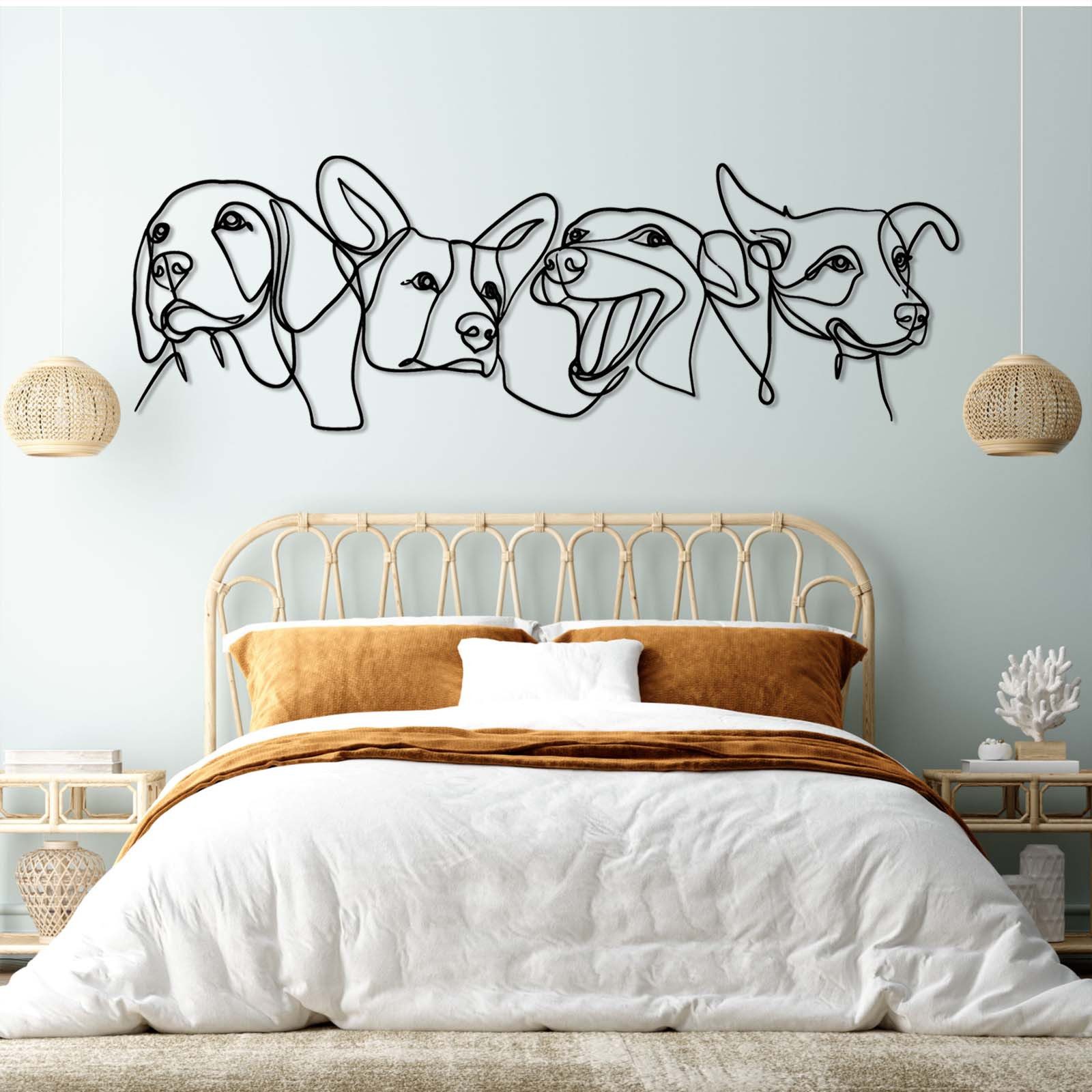Jumpeak Wanddekoobjekt wanddekoration metall,Hund,Tier-Avatare,wall art,Abstrakte Kunst (Linie Hund Kunst Metall Wanddekoobjekte (inklusive Dehnschrauben), wanddekoration wohnzimmer,Metallprodukte,4 Farben,93x31cm