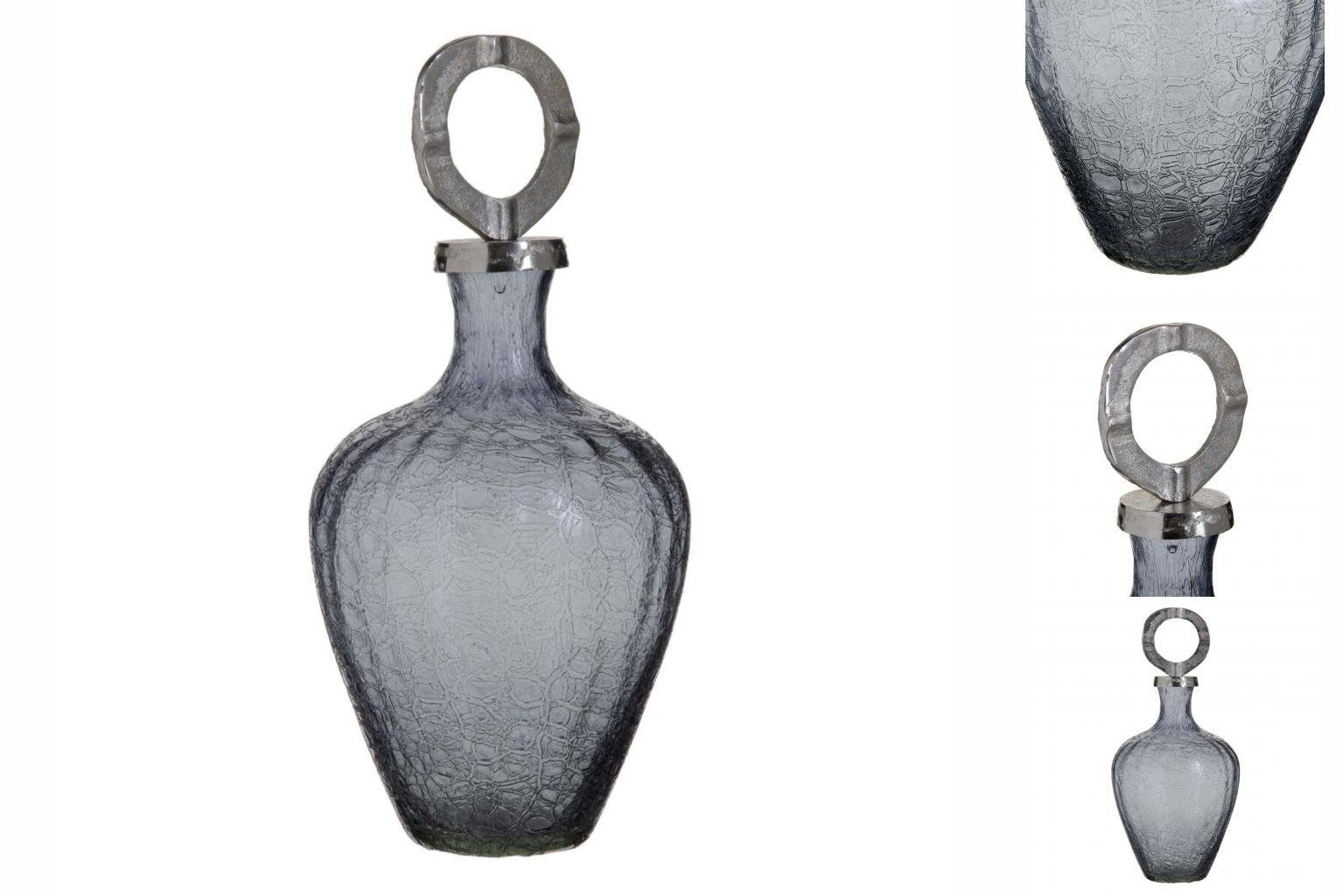 Bigbuy Dekovase Vase Glas Grau Metall Silber 20 x 20 x 30 cm