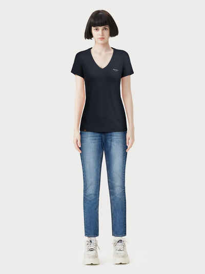 Pepe Jeans Kurzarmshirt VIOLETTE in schlichtem Design mit kleinem Markenschriftzug im Brustbereich