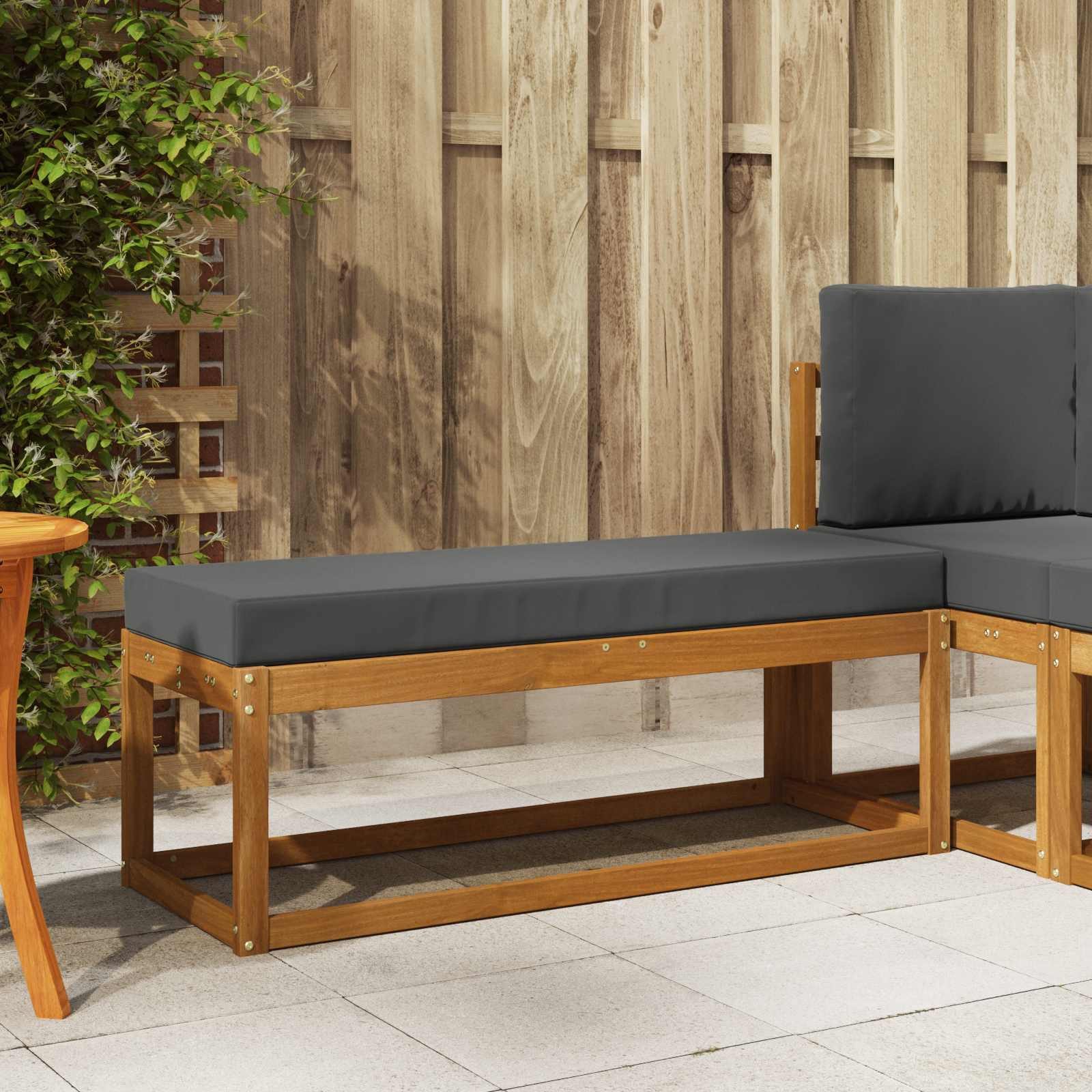 vidaXL Sofaelement Outdoor Hockerbank Natur und Anthrazit 115 x 43 x 45 cm (1 St)