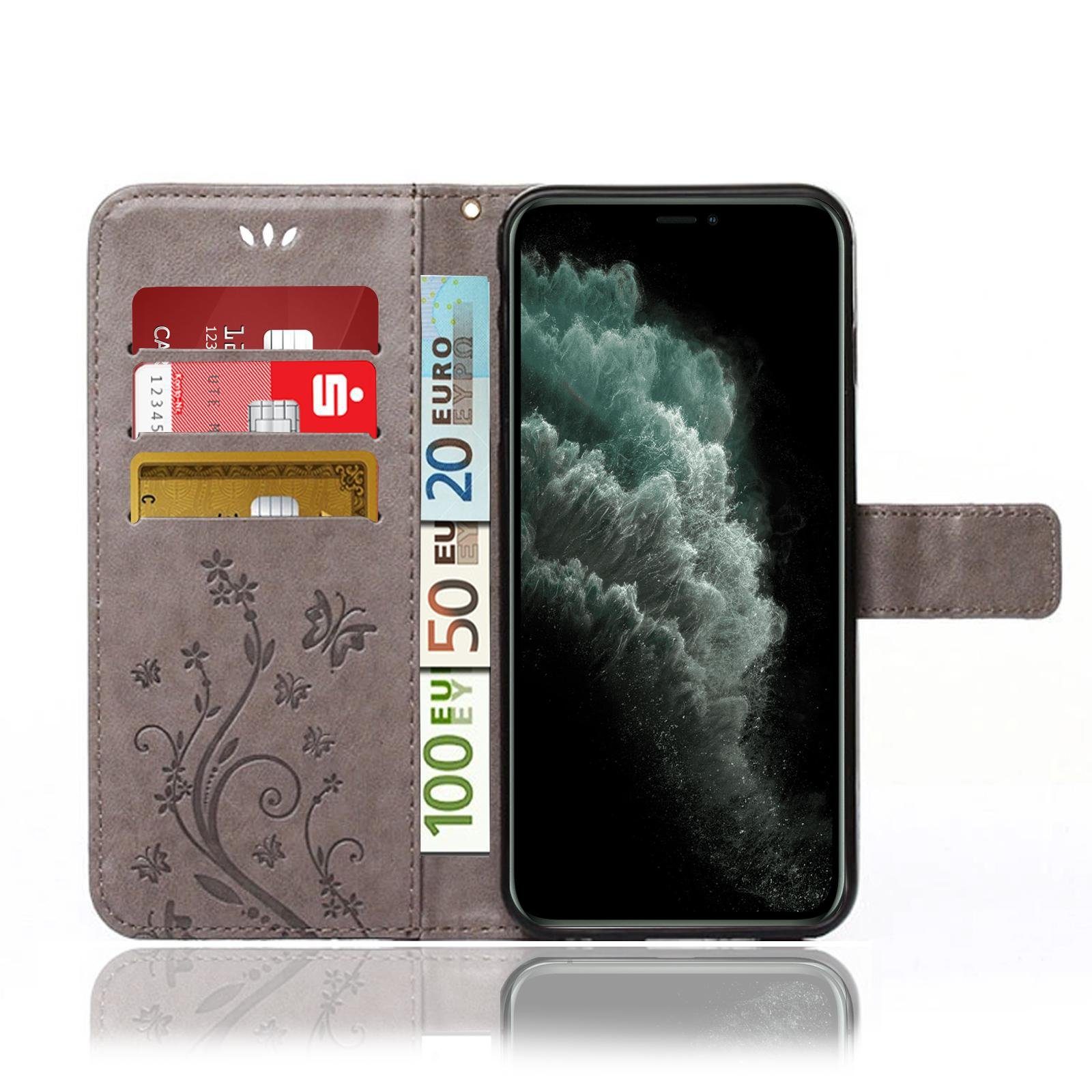 Numerva Handyhülle Bookstyle Flower für Apple iPhone 11 Pro, Handy Tasche Schutzhülle Klapphülle Flip Cover mit Blumenmuster
