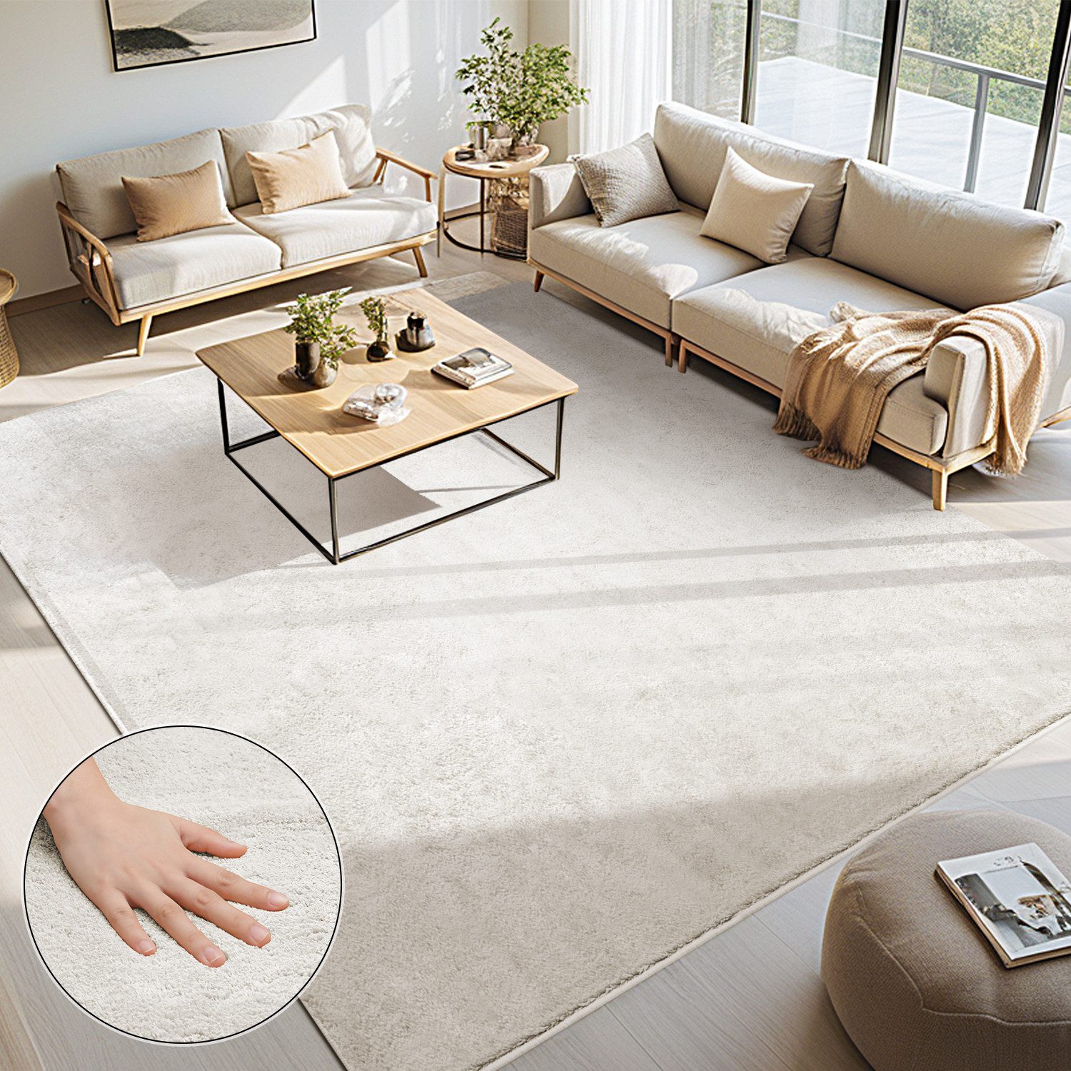 Simloveve Teppich Wohnzimmerteppich Einfarbiges Design, Rechteckig, günstig online kaufen