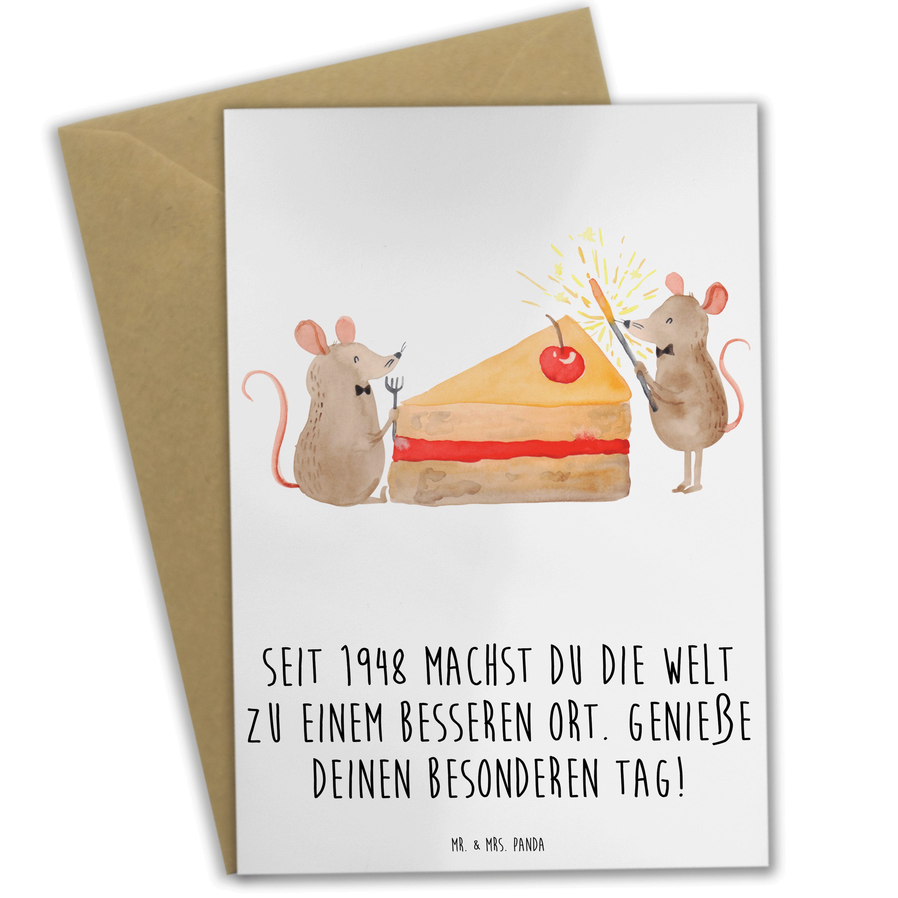 Grußkarte 1948 Geburtstag - Weiß - Geschenk, Geburtstag 1948, 75. Geburtstag, A