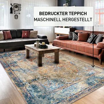 Teppich Landon Teppich mit ChenilleDruck, Waschbarer, Antibakteriell Teppich, Bamyum, Höhe: 80 mm, ANTIRUTSCHUNTERLAGE, MASCHINERWASCHBAR, ANTIBAKTERIELLER