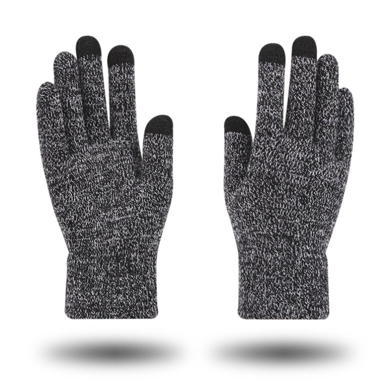 aus mit Union Warme Touchscreen-Handschuhe Wolle Fingern Reisen geteilten grau1 Strickhandschuhe
