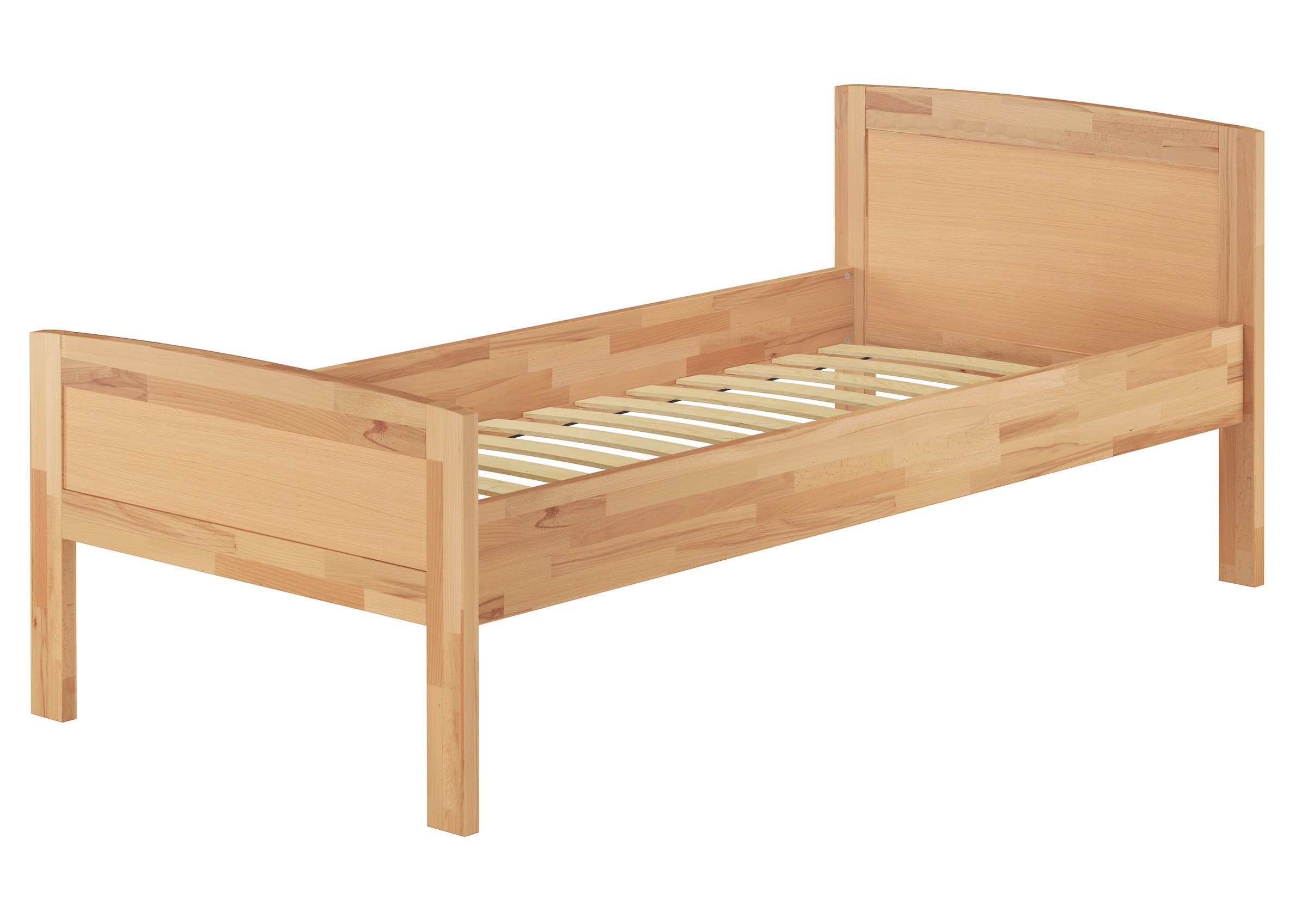 ERST-HOLZ Massivholzbett Stilvolles Seniorenbett 90 x 200 cm Einzelbett Buche Hohe Sitzkante, Buche farblos lackiert