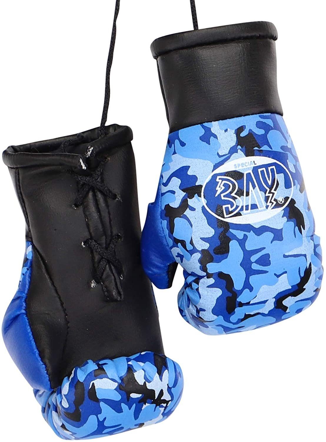 BAY-Sports Boxhandschuhe Mini Deko Box-Handschuhe Boxen Geschenk Auto Paar camo blau, Anhänger für Tasche, Autospiegel usw.